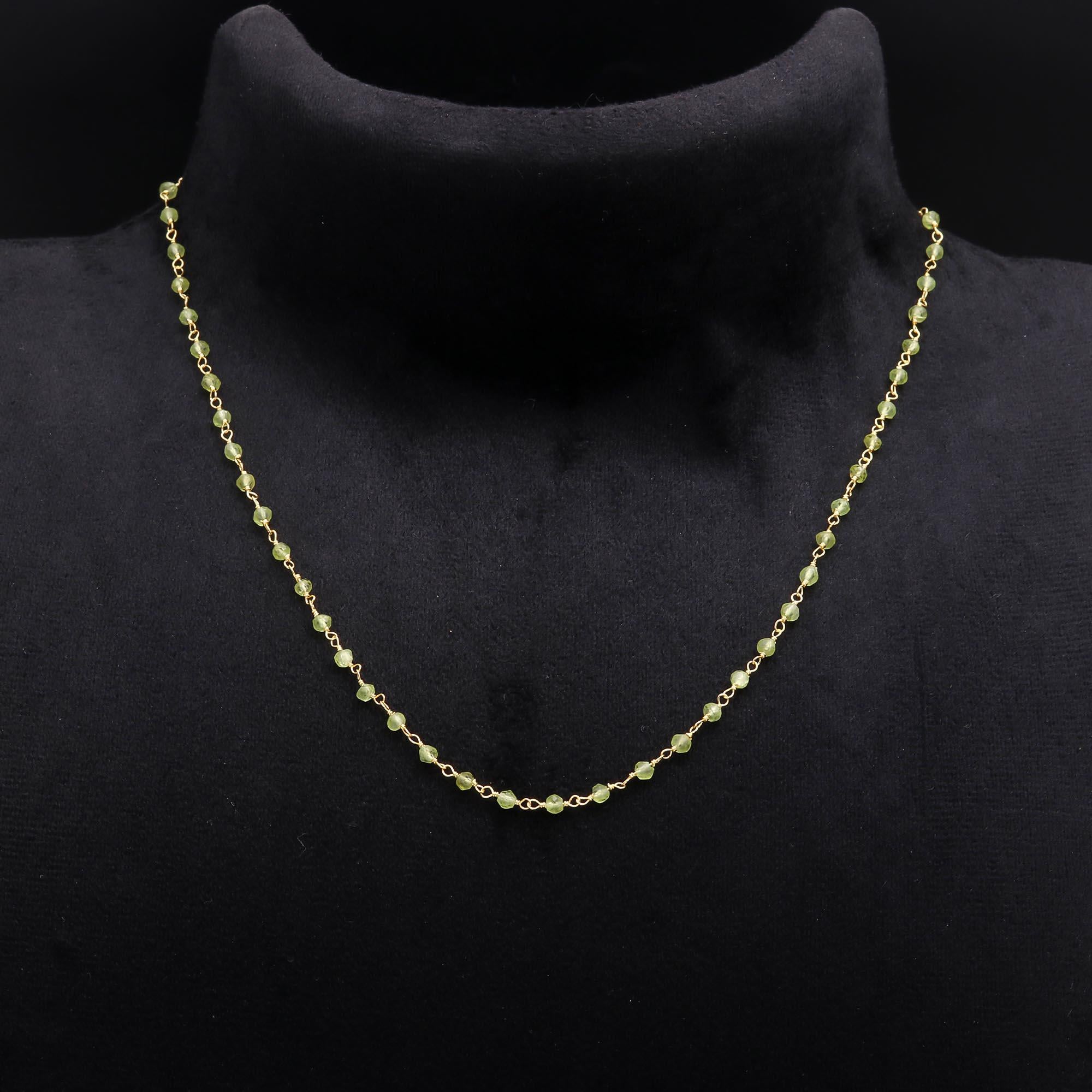 The Verdant Strand: Peridot Beaded Rosary Necklace