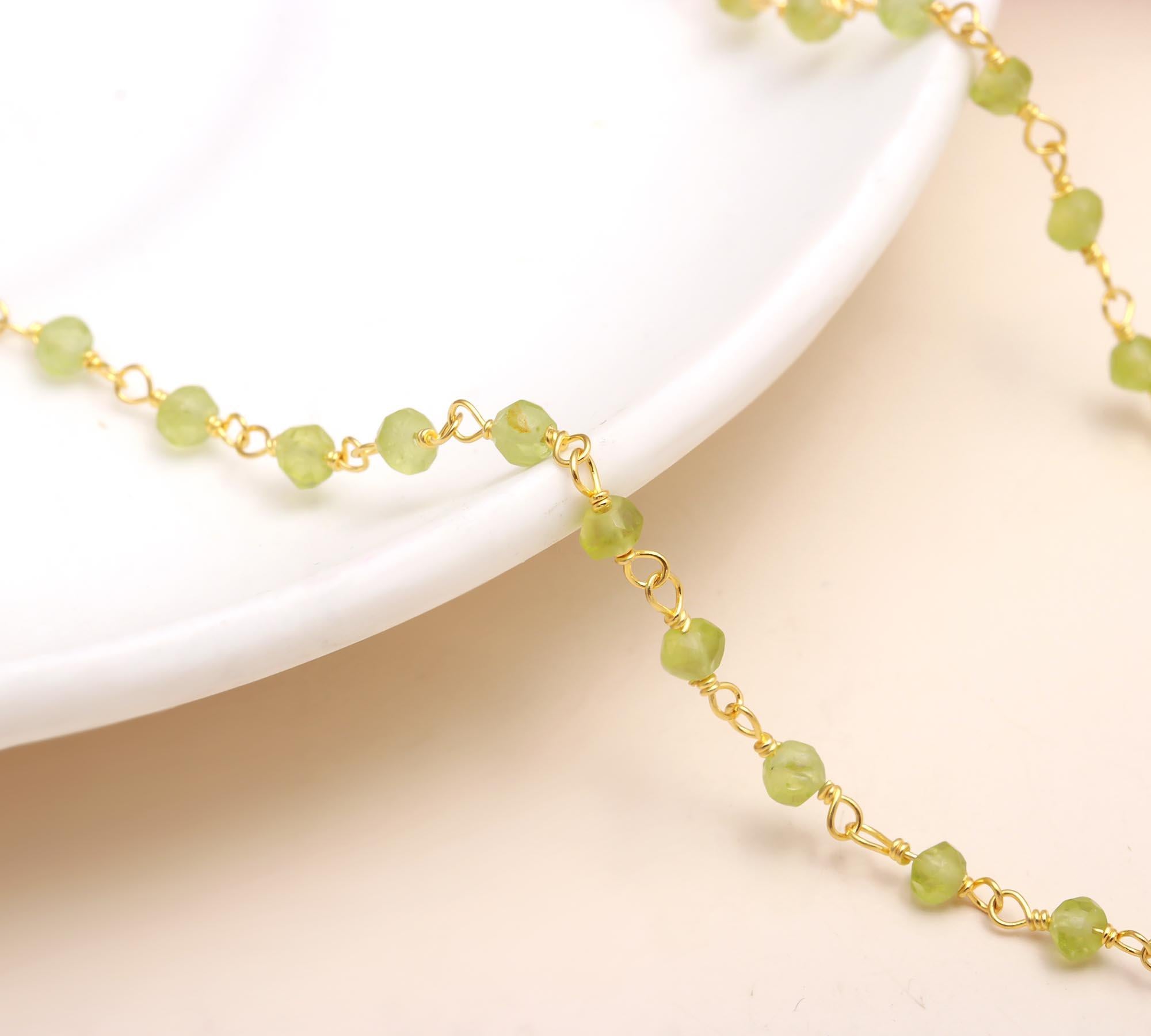 The Verdant Strand: Peridot Beaded Rosary Necklace