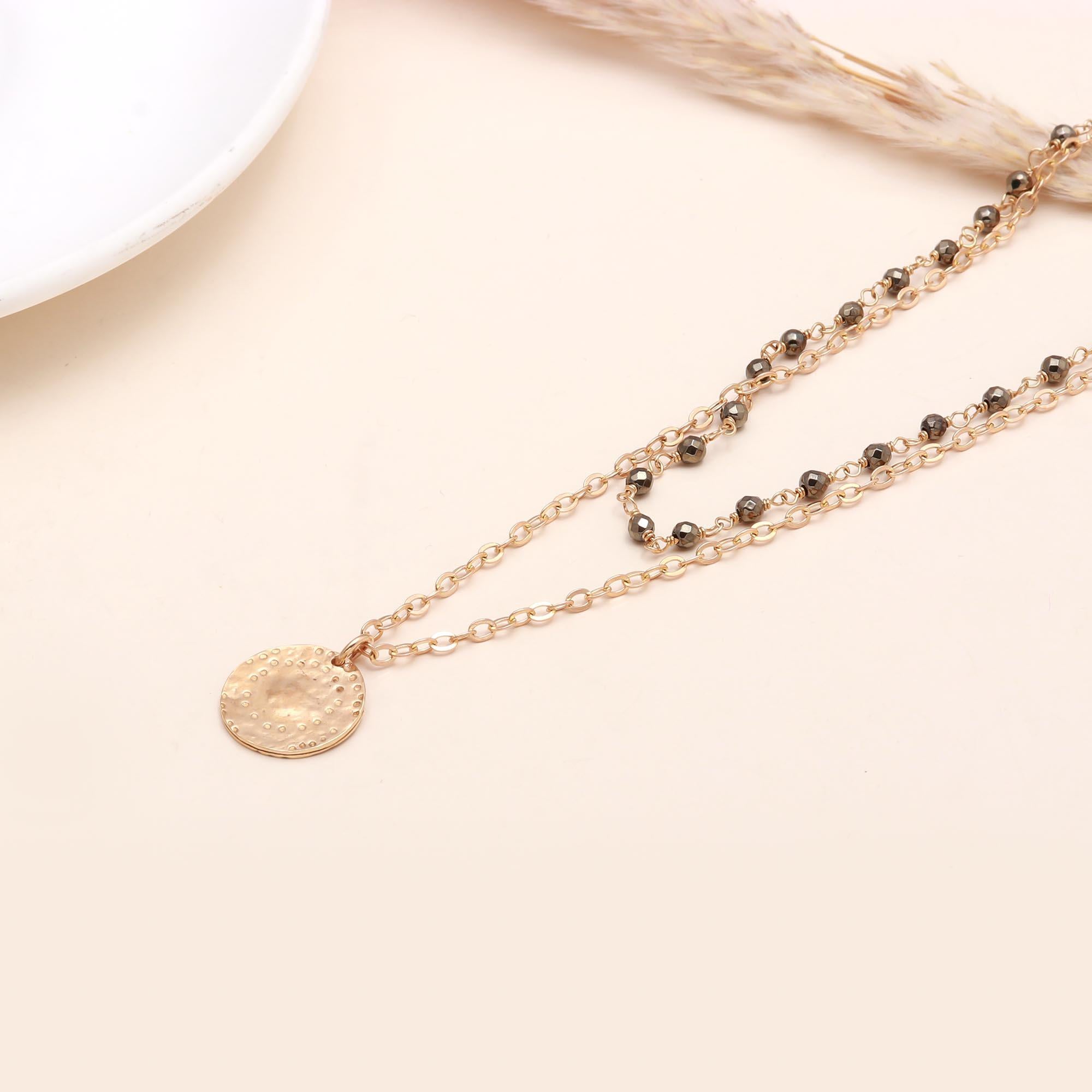 The Boho Double: Layered Coin & Pyrite Necklace