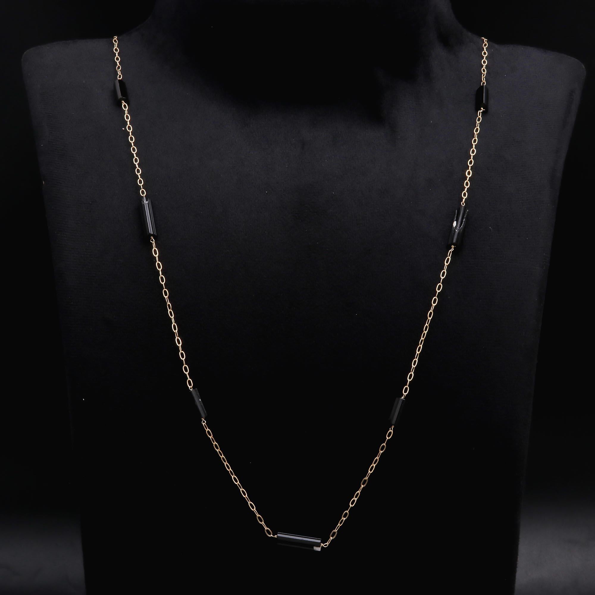 The Onyx Dash: Black Tourmaline Station Necklace