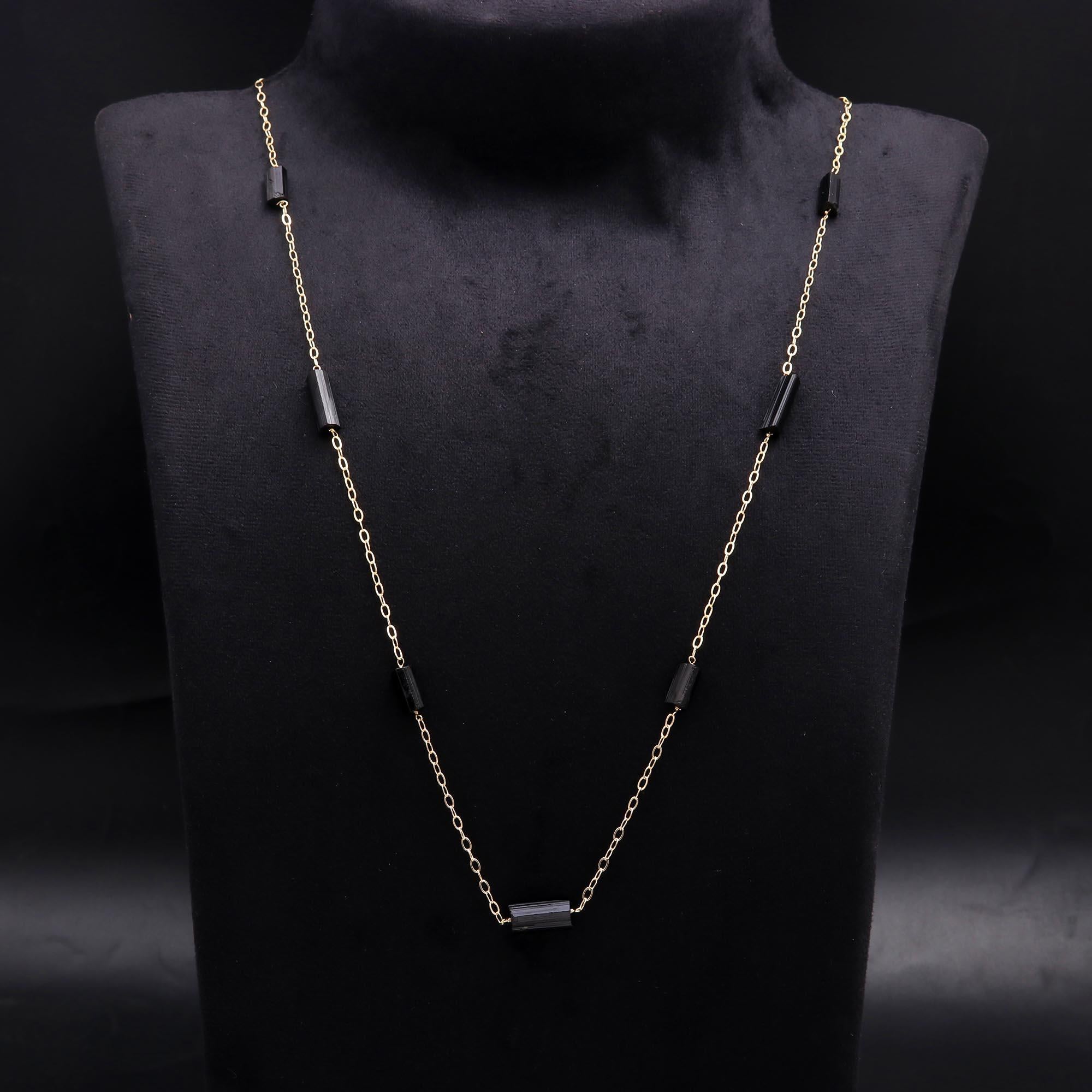 The Midnight Dash: Black Onyx Tube Station Necklace