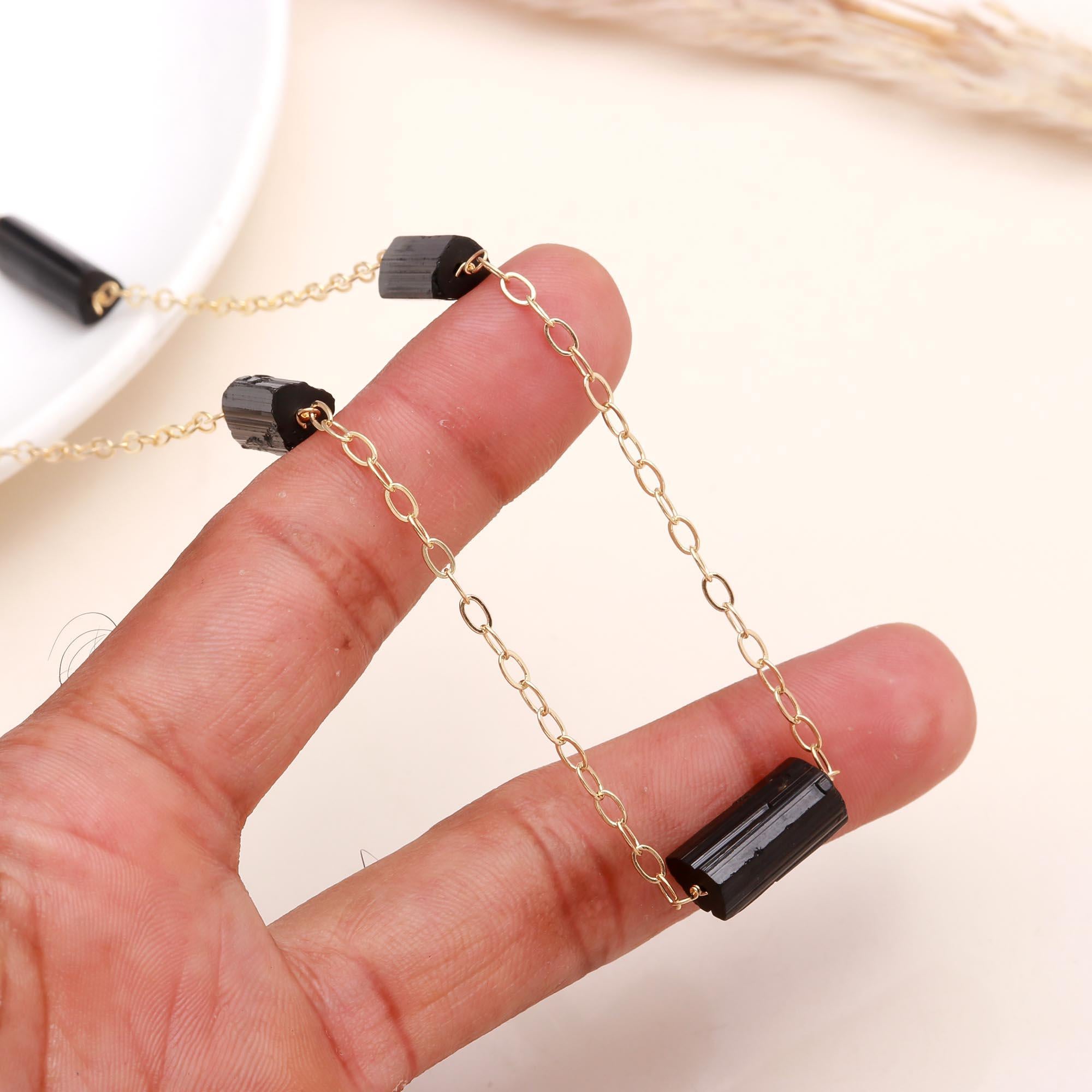 The Midnight Dash: Black Onyx Tube Station Necklace