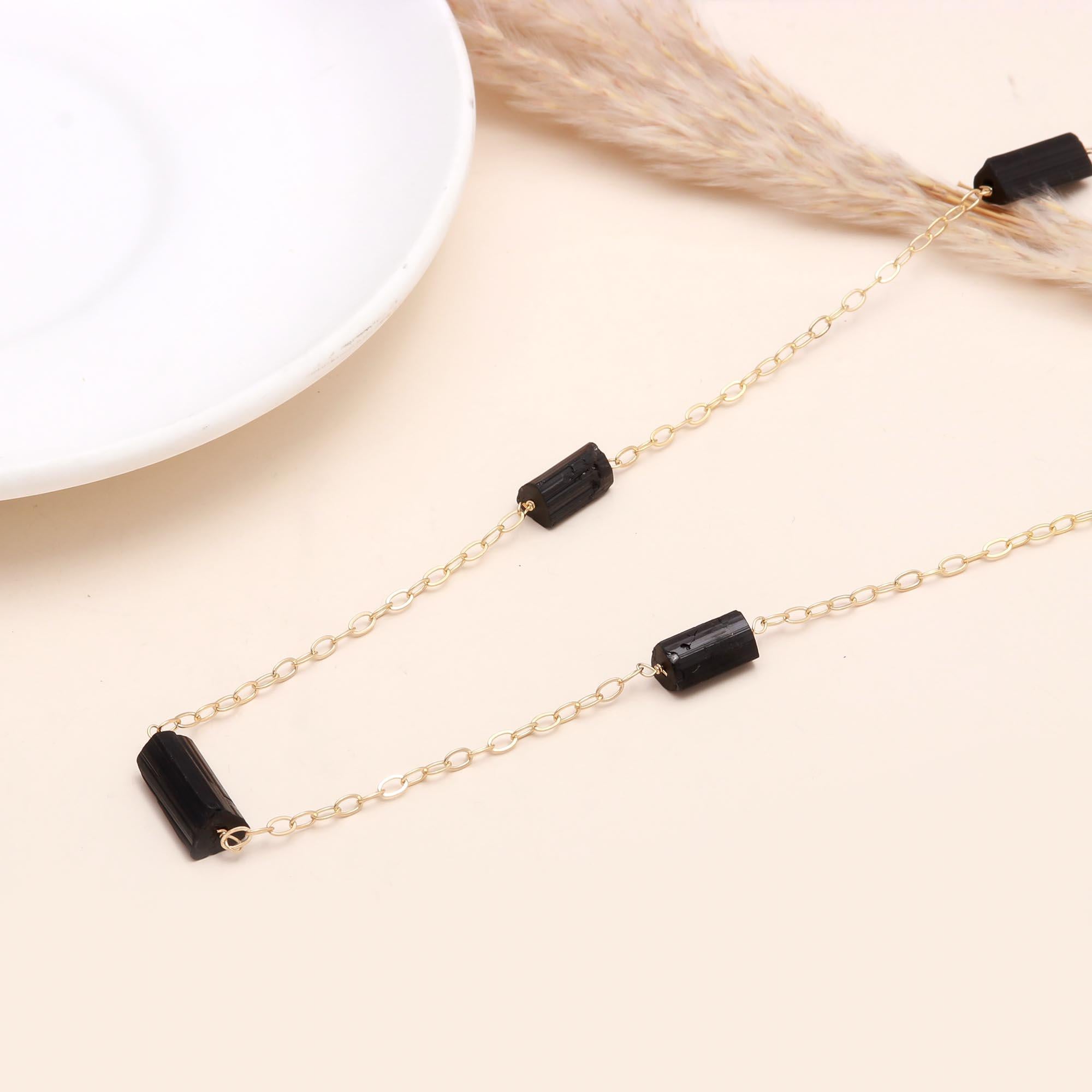 Black Tourmaline Bar Chain Necklace