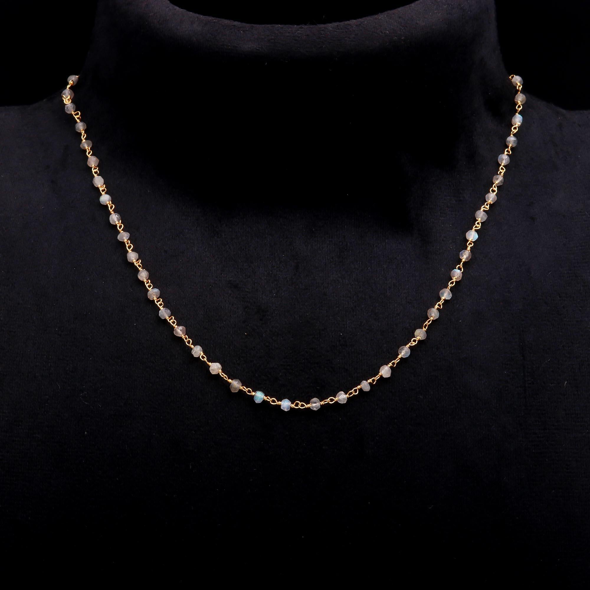 The Mystic Strand: Labradorite Beaded Chain Necklace