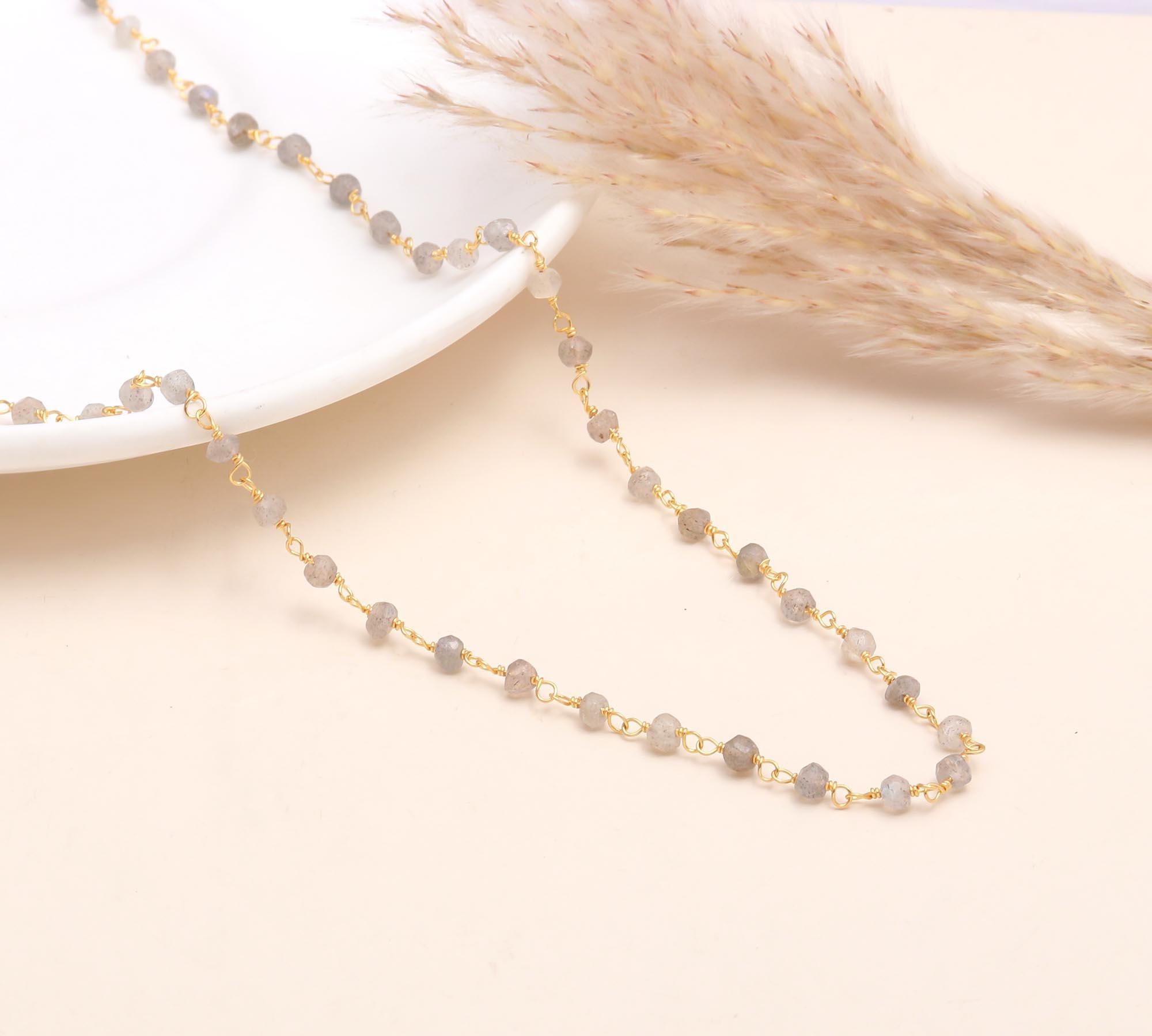 The Mystic Strand: Labradorite Beaded Chain Necklace