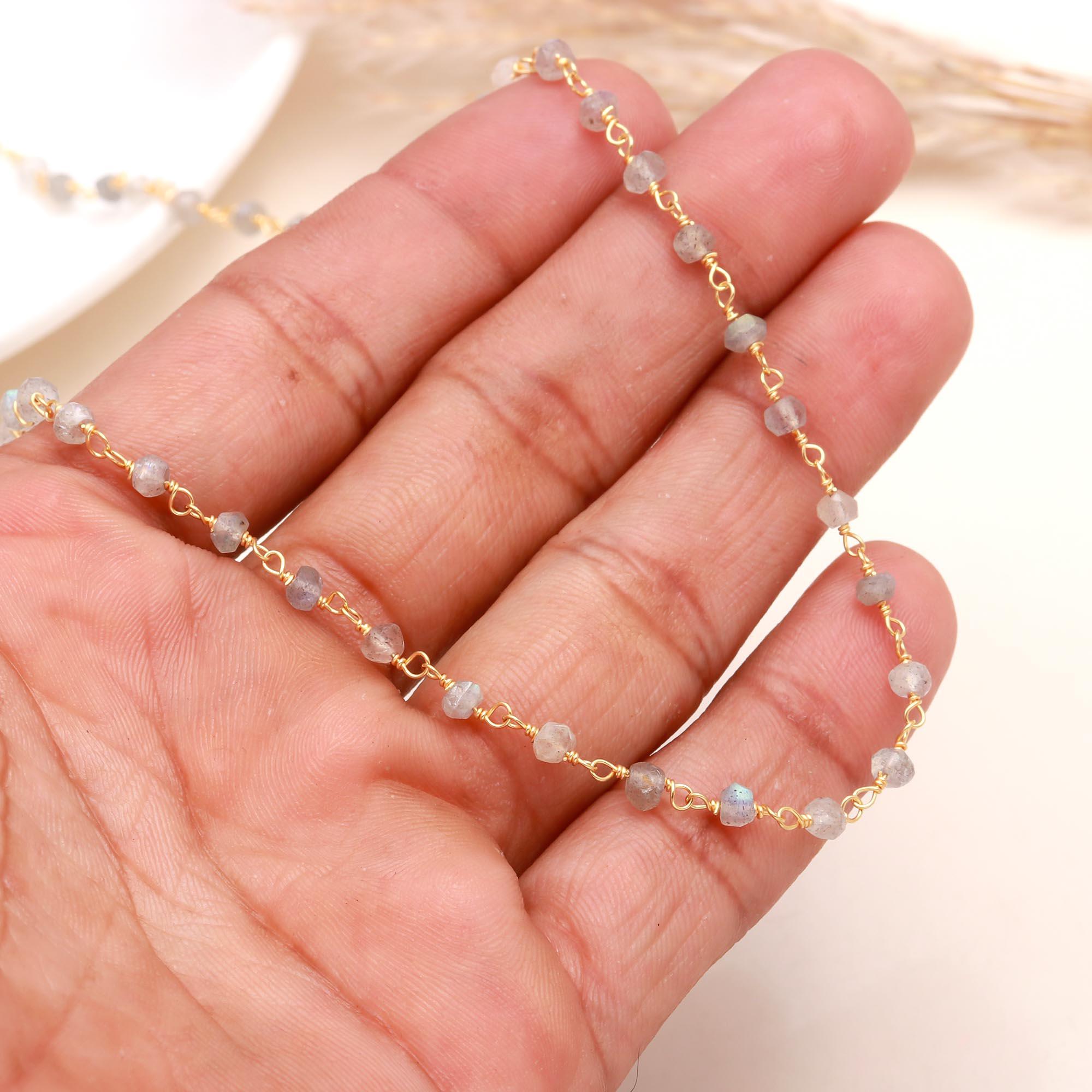 The Mystic Strand: Labradorite Beaded Chain Necklace