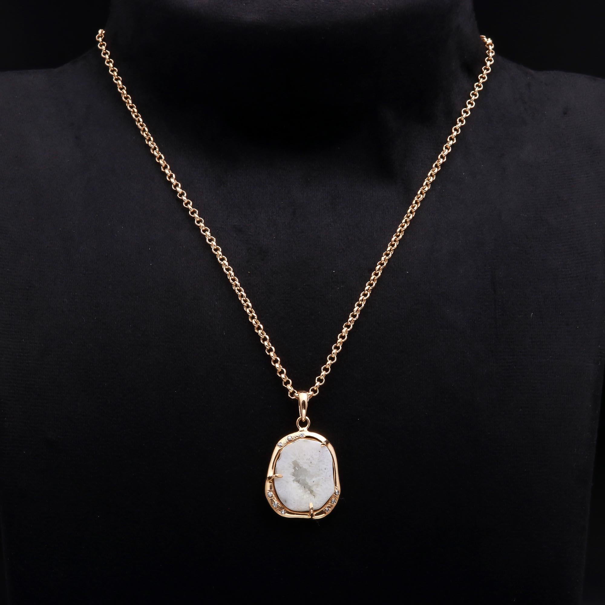 White Druzy Pendant Necklace