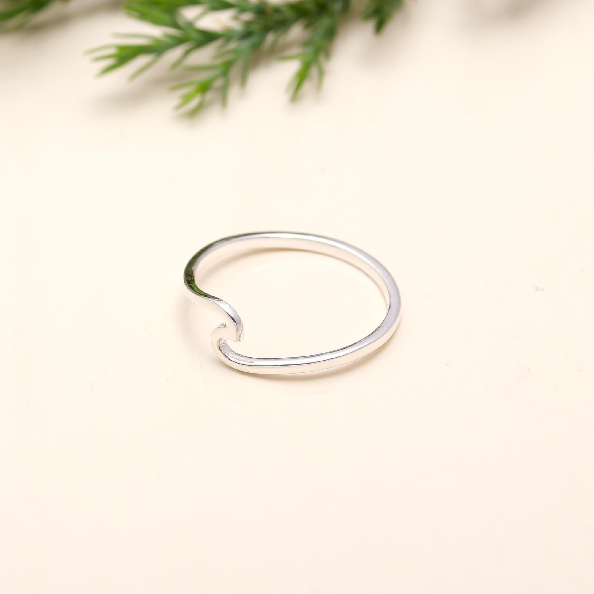 The Ocean Wave: Minimalist Silver Stacking Ring