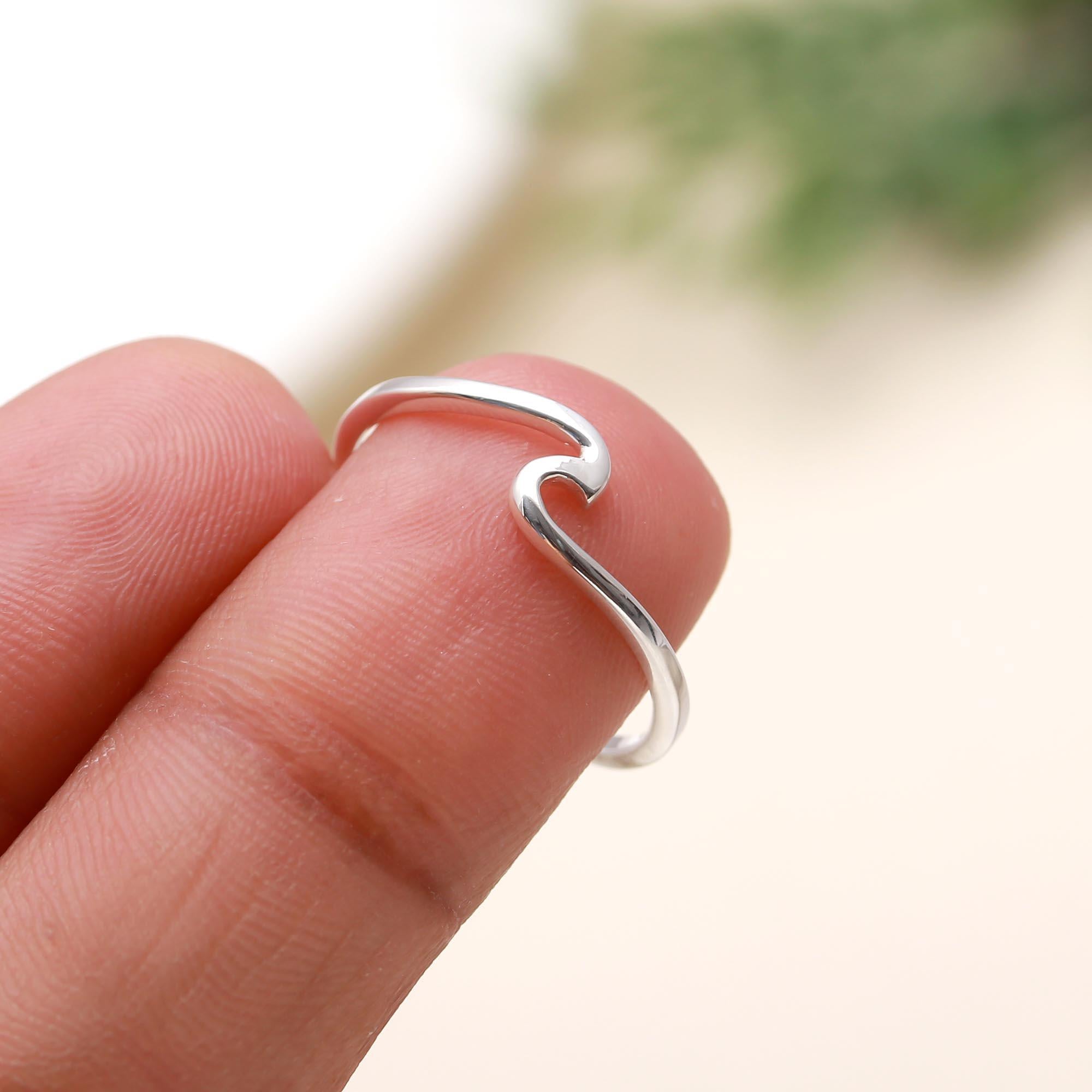 The Ocean Wave: Minimalist Silver Stacking Ring