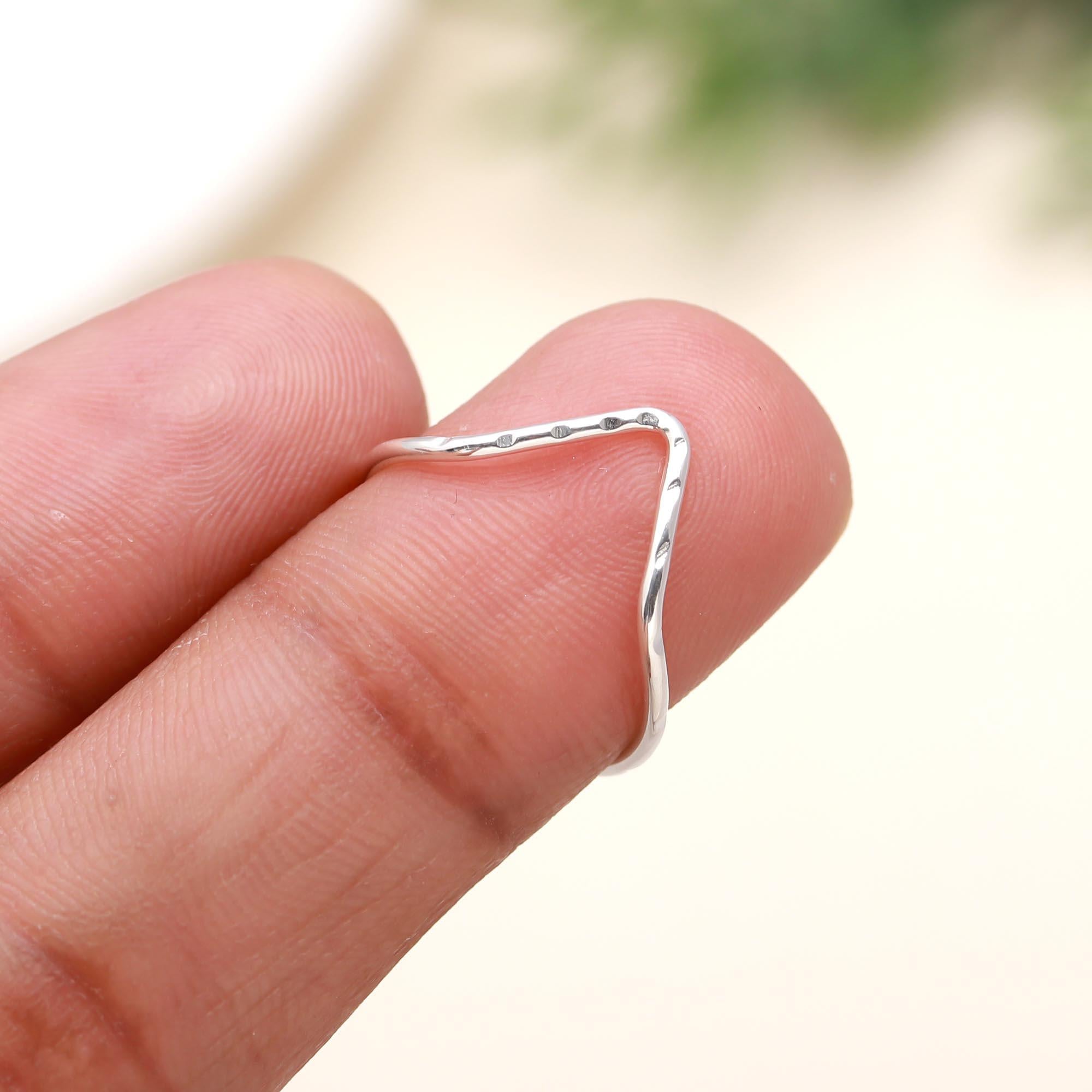 The Silver Wish: Hammered Chevron Stacking Ring