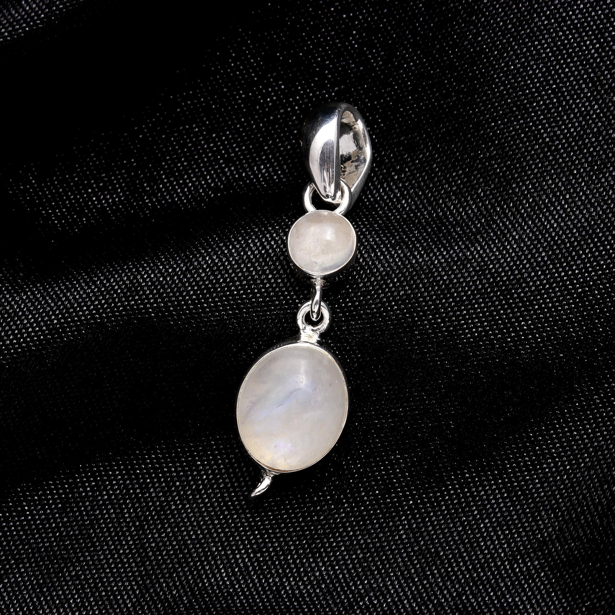 925 Sterling Silver Double Moonstone Pendant