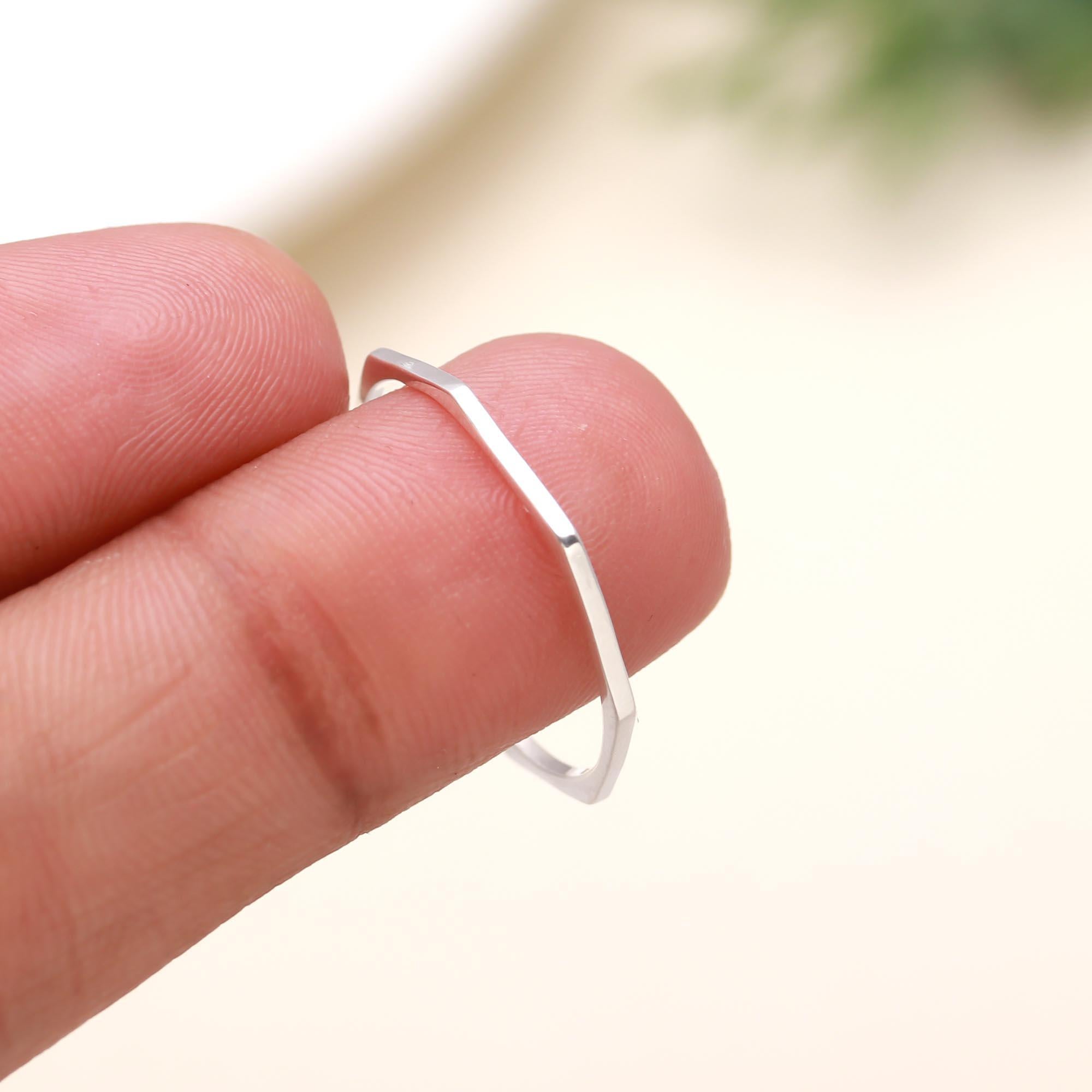 The Silver Wish: Hammered Chevron Stacking Ring