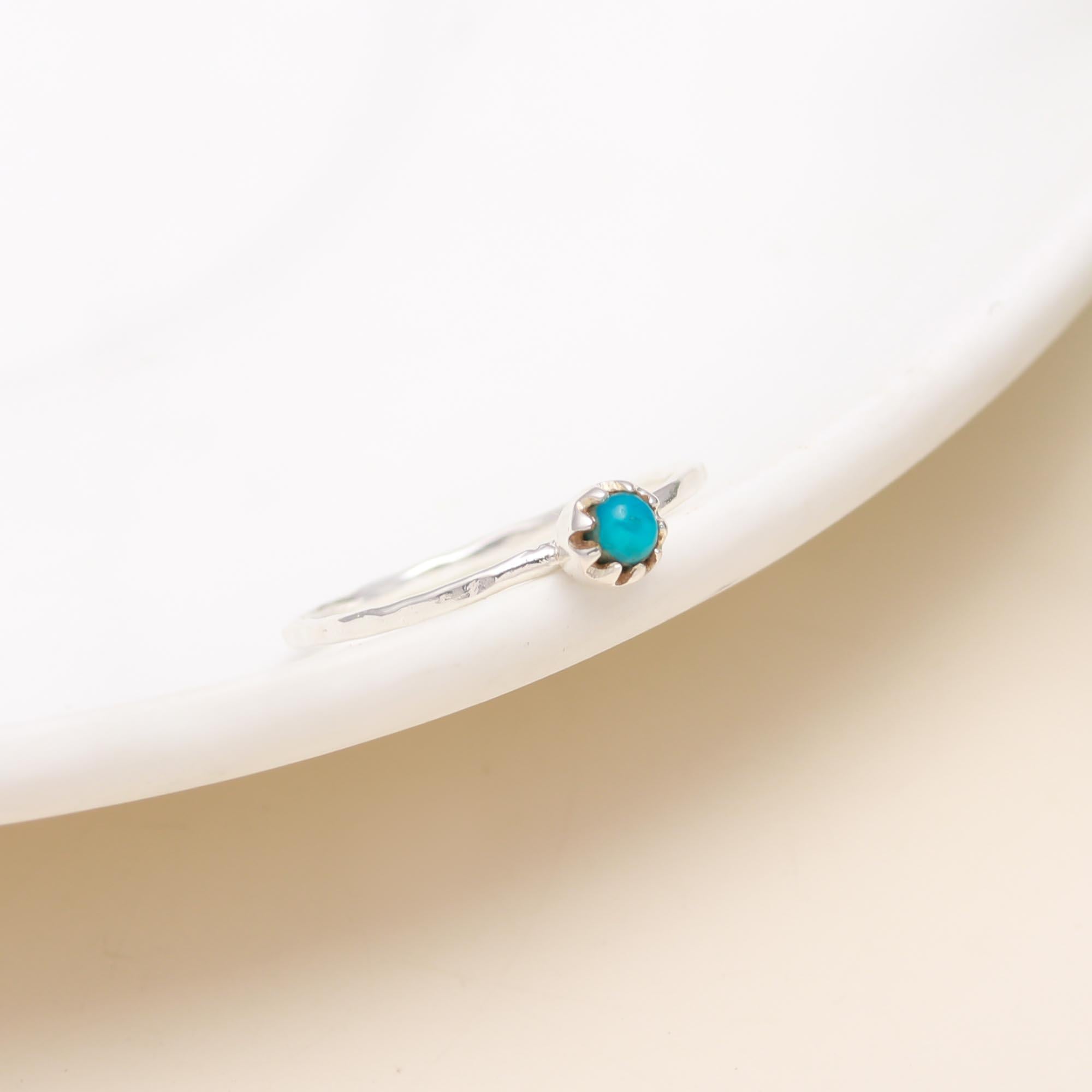 The Azure Dot: Turquoise Solitaire Stacking Ring