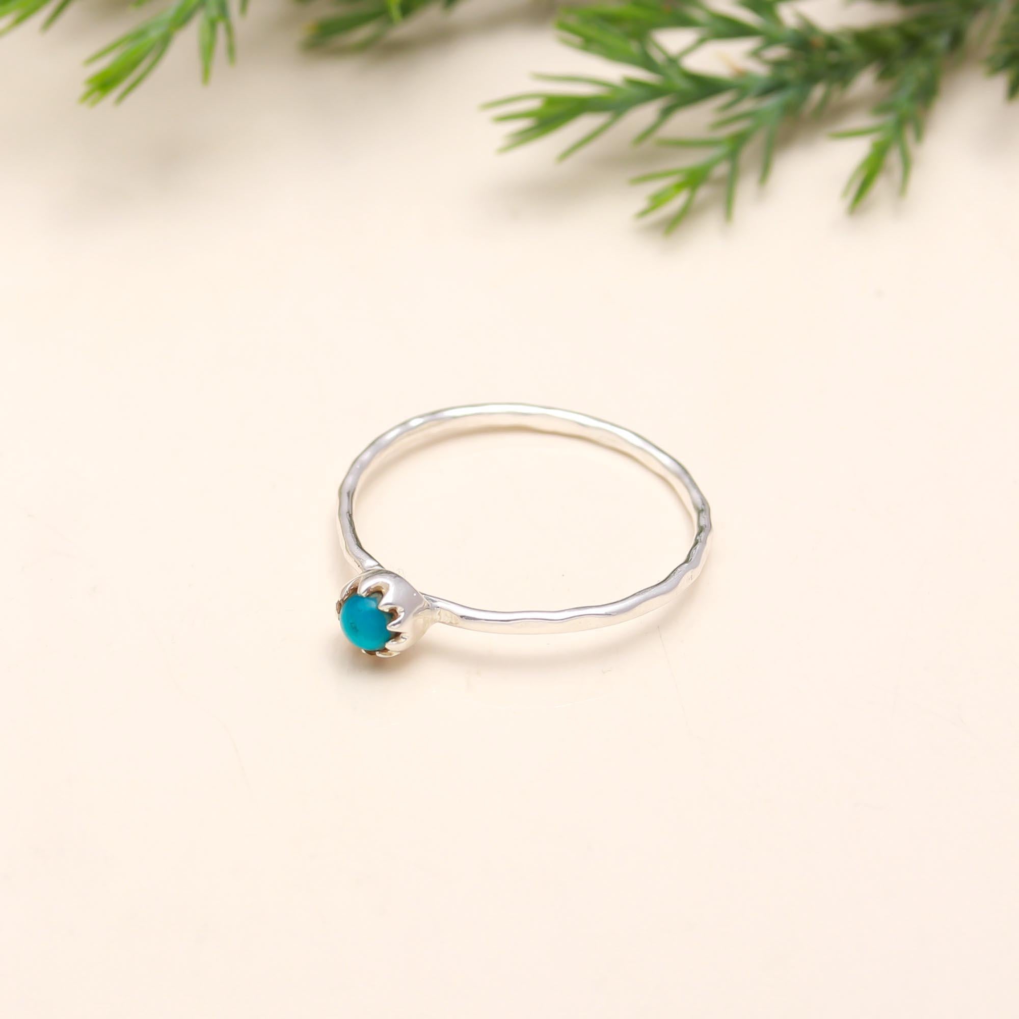 The Azure Dot: Turquoise Solitaire Stacking Ring
