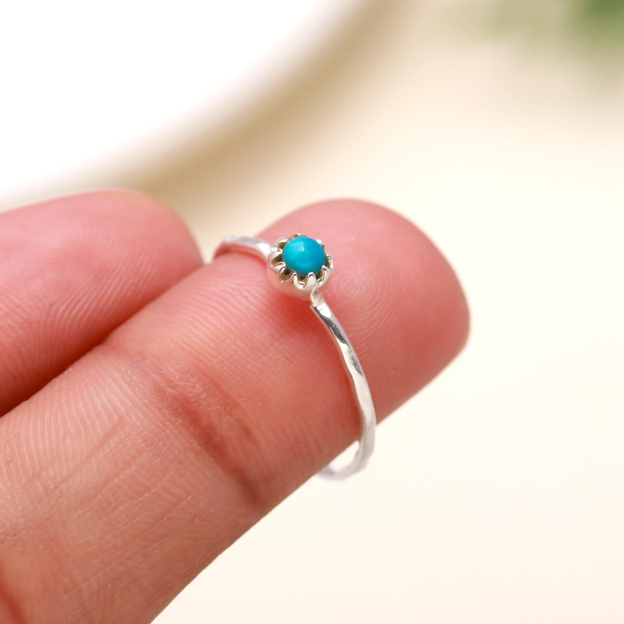 The Azure Dot: Turquoise Solitaire Stacking Ring