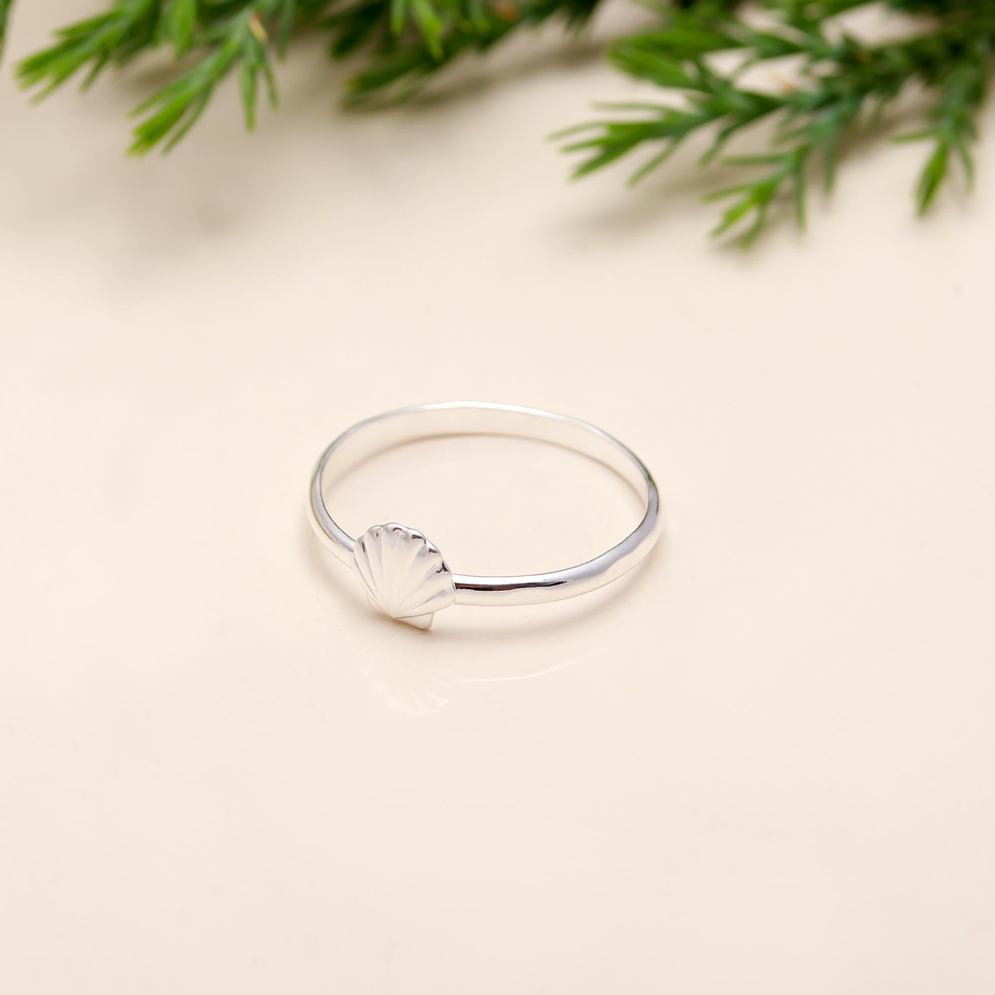 The Coastal Shell: Minimalist Silver Stacking Ring