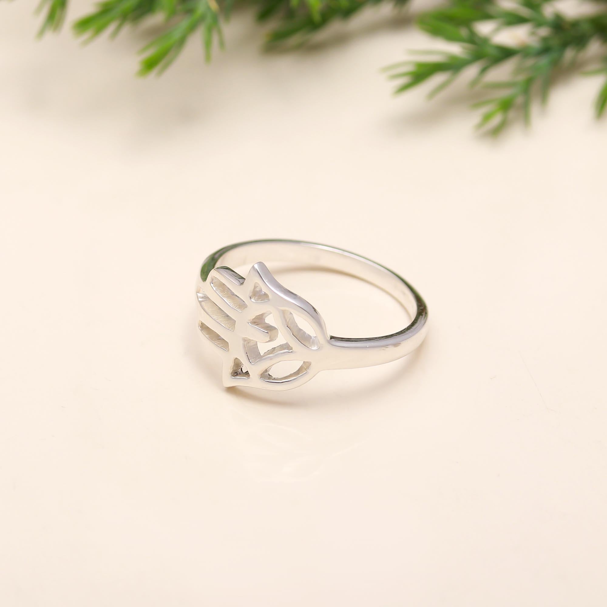 The Silver Hamsa: Minimalist Hand of Fatima Ring