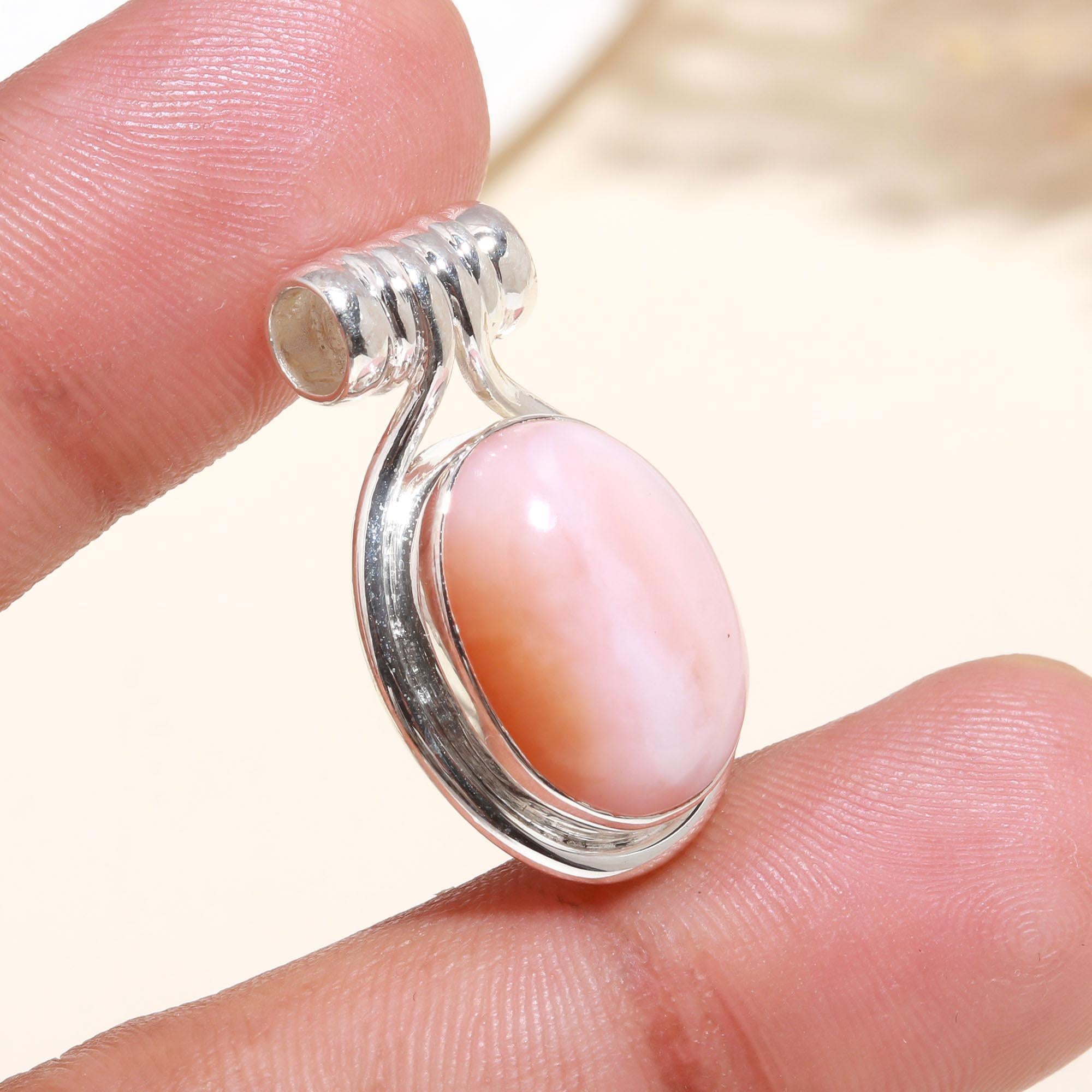 925 Sterling Silver Pink Conch Shell Pendant