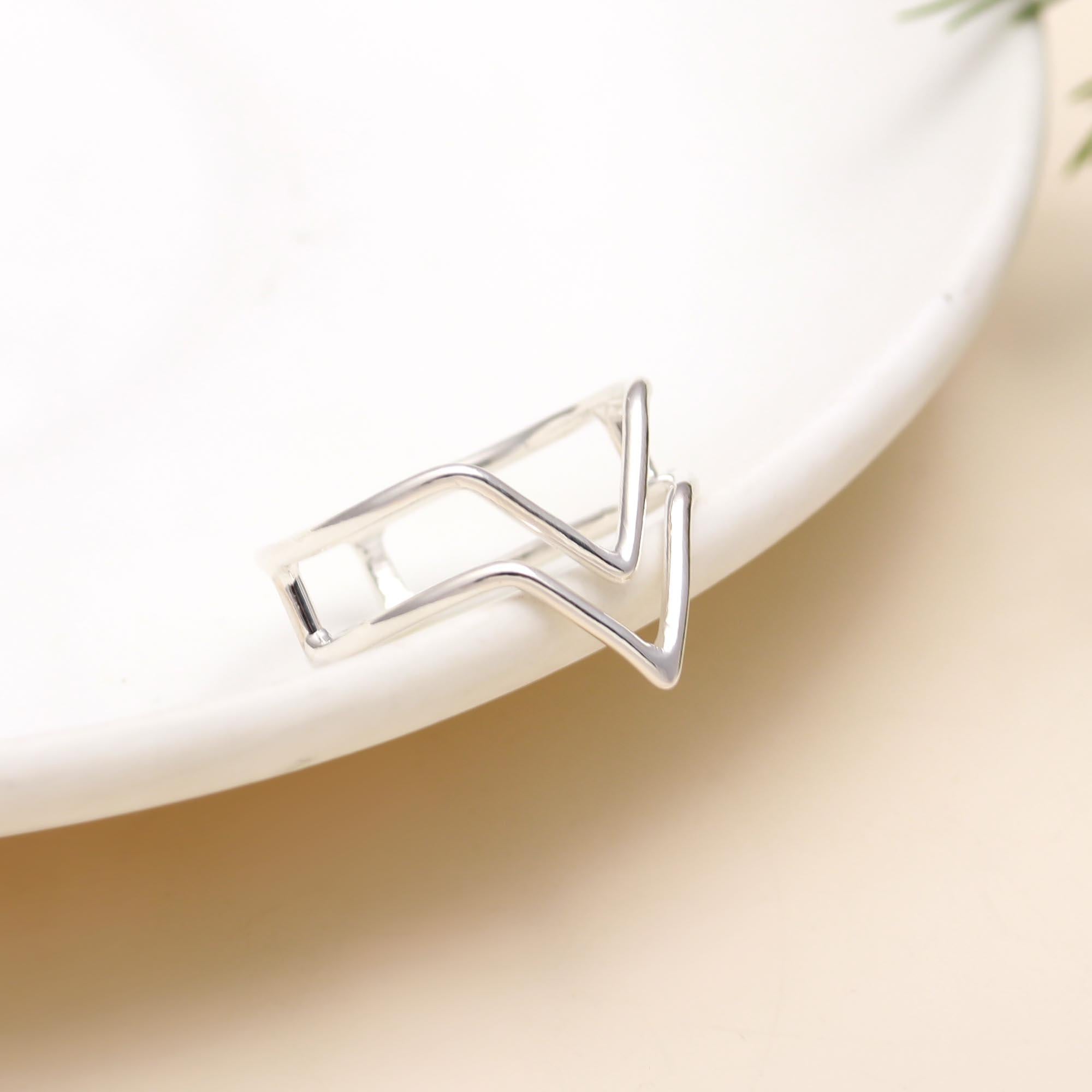 925 Silver Double Zigzag Ring