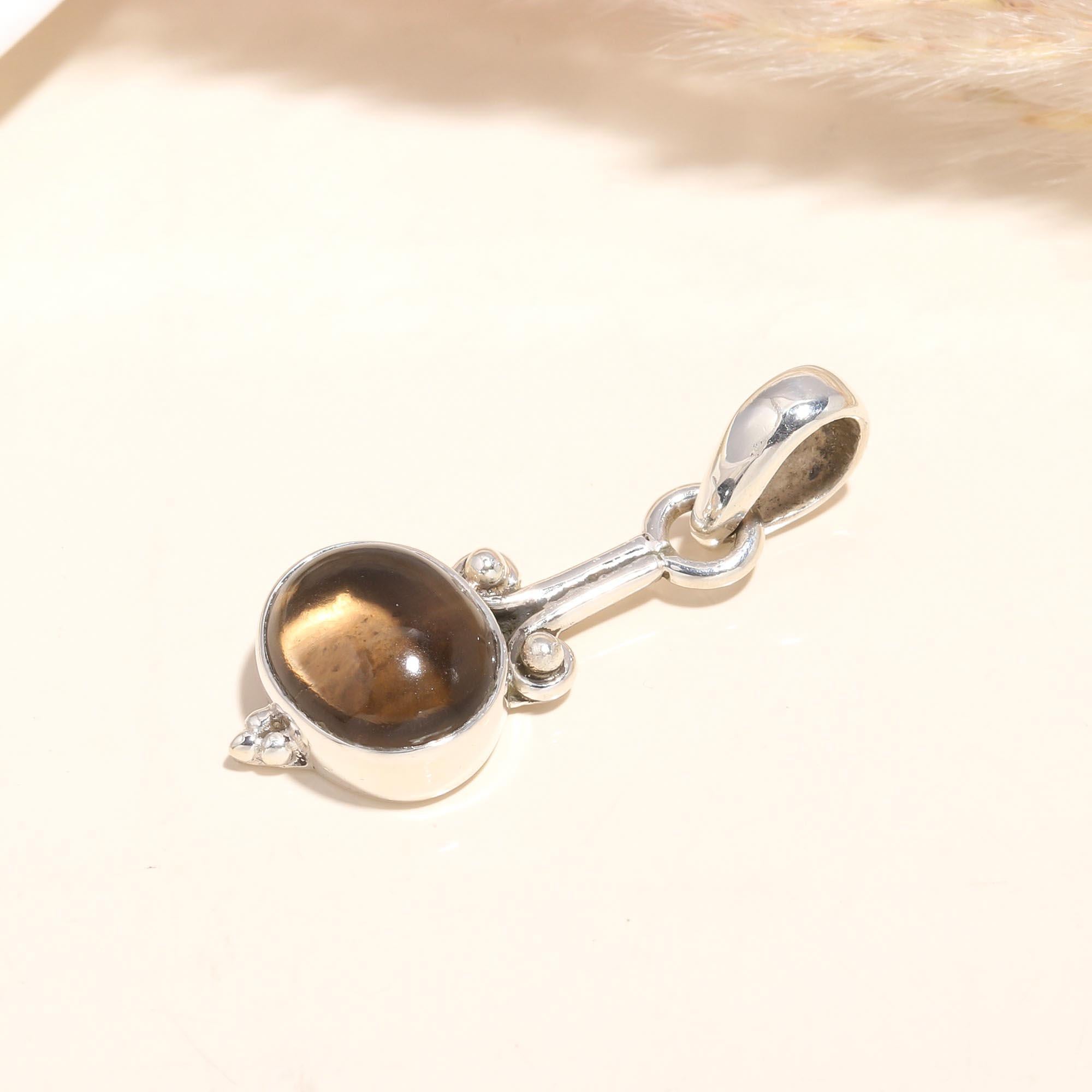 925 Sterling Silver Tiger's Eye Handmade Boho Pendant