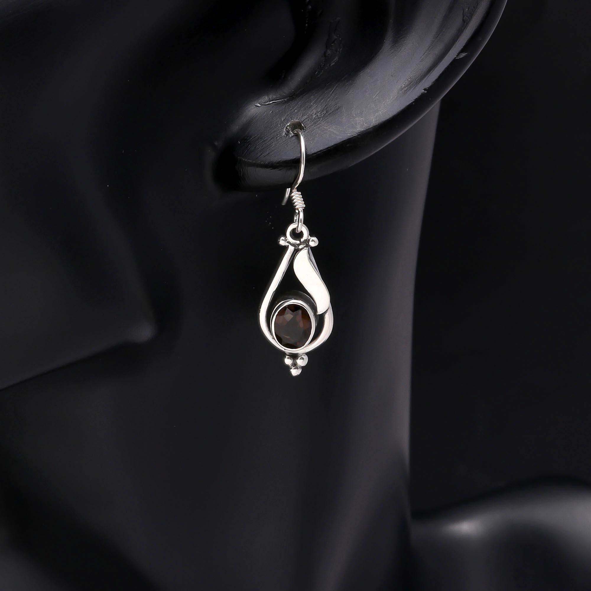 925 Sterling Silver Smoky Quartz Dangle Earrings
