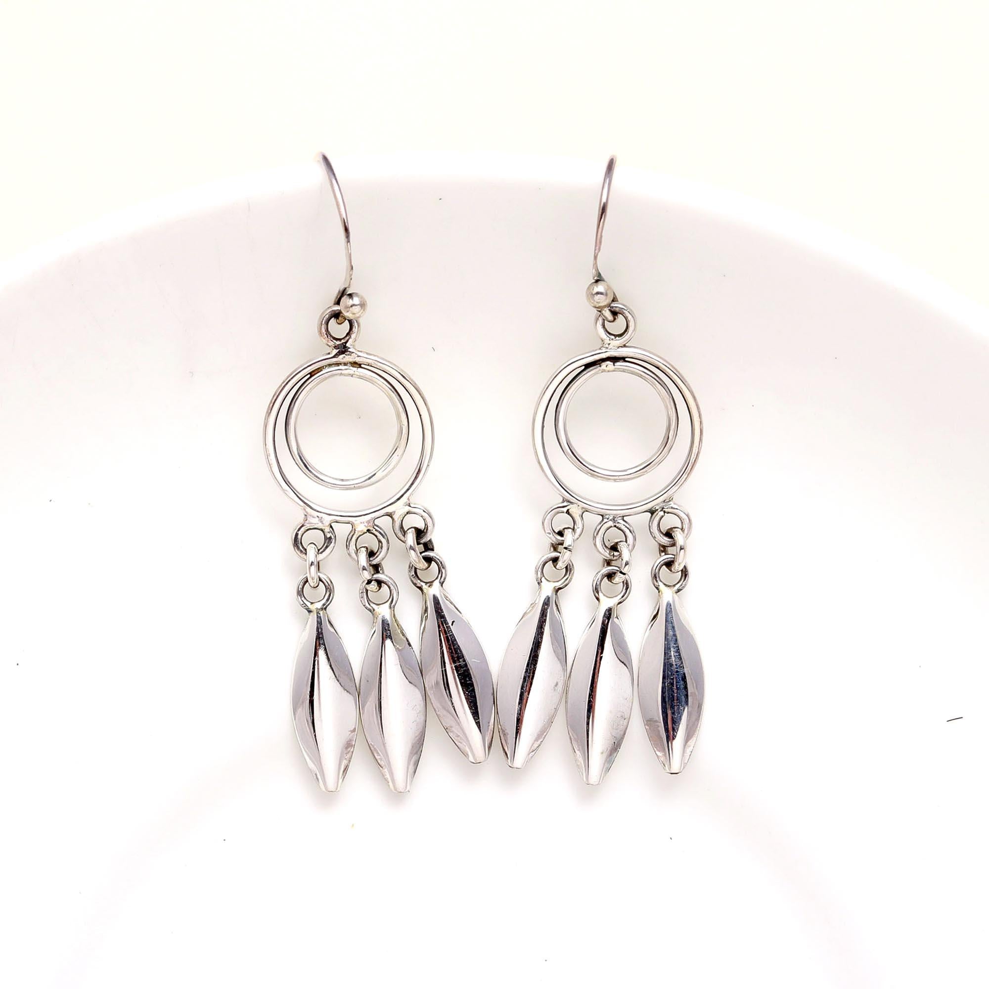 925 Sterling Silver Feather Dangle Earrings