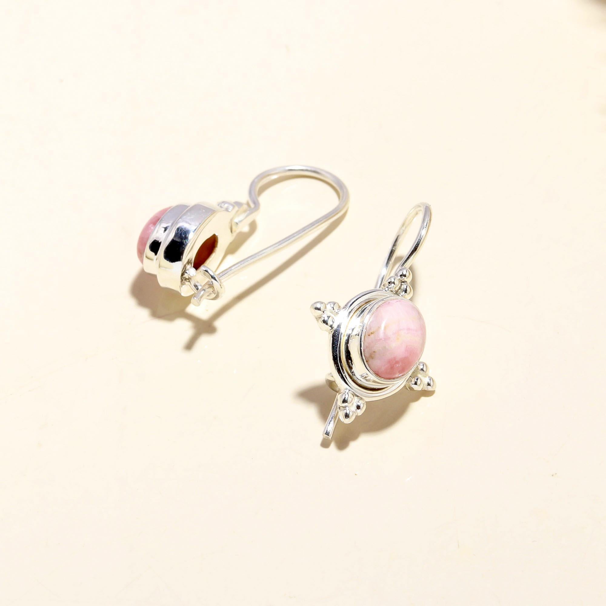 925 Sterling Silver Pink Opal Vintage-Inspired Dangle Earrings