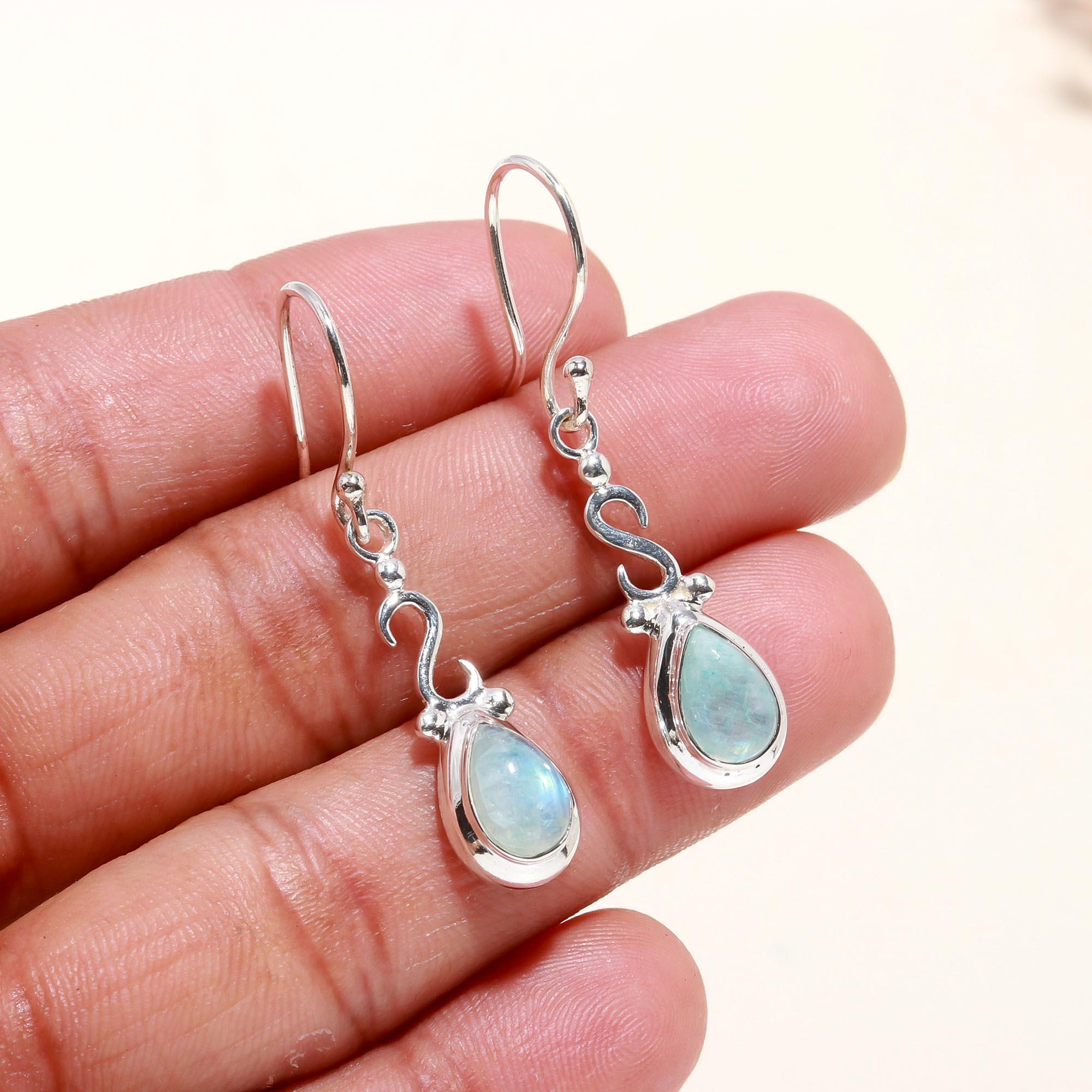 925 Sterling Silver Moonstone Dangle Earrings