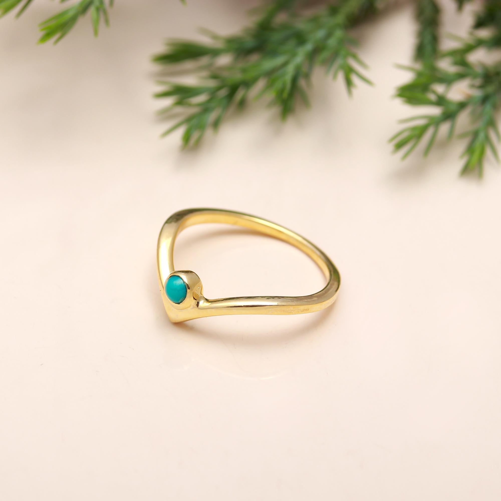 The Turquoise Peak: Chevron Wishbone Ring