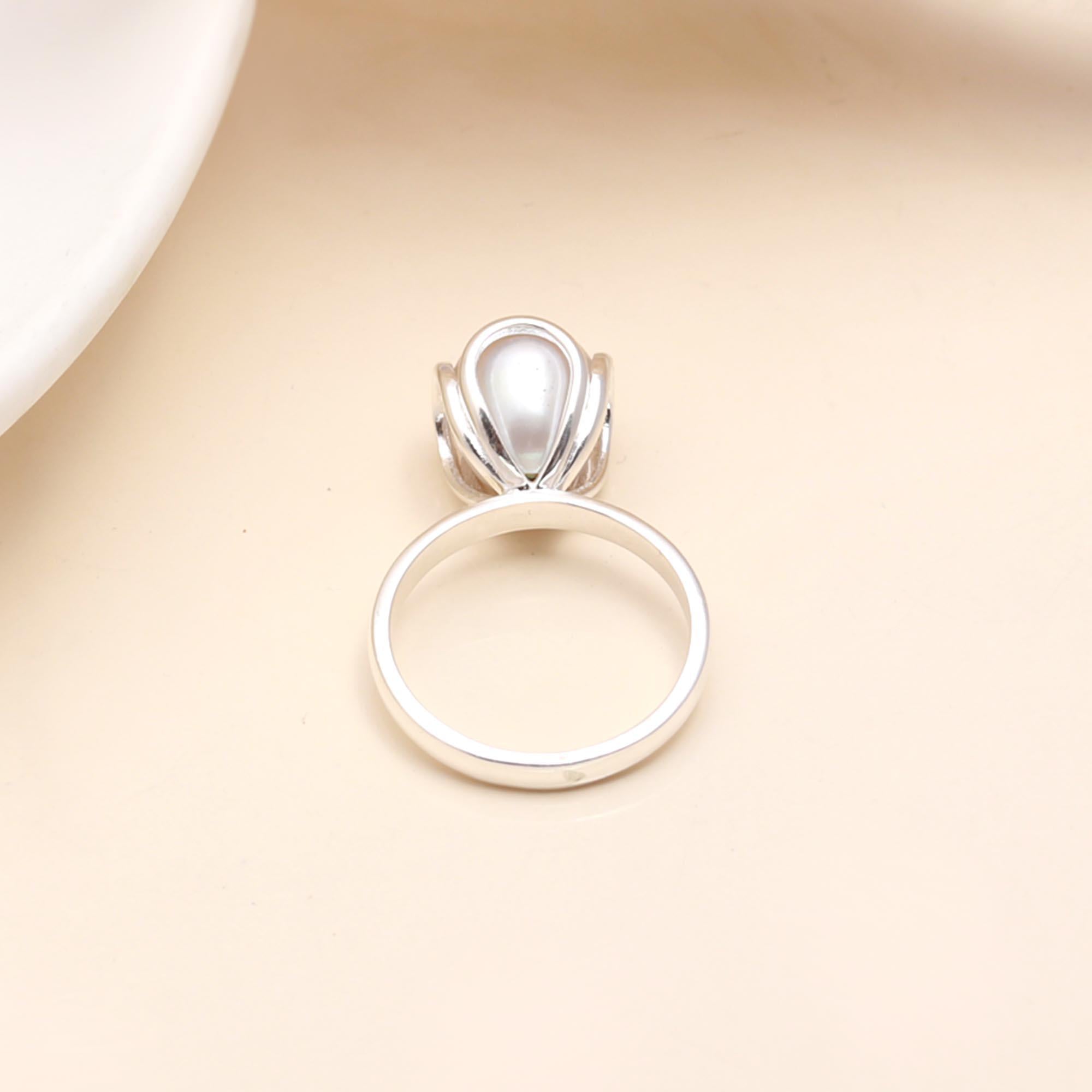 925 Sterling Silver Pearl Solitaire Ring