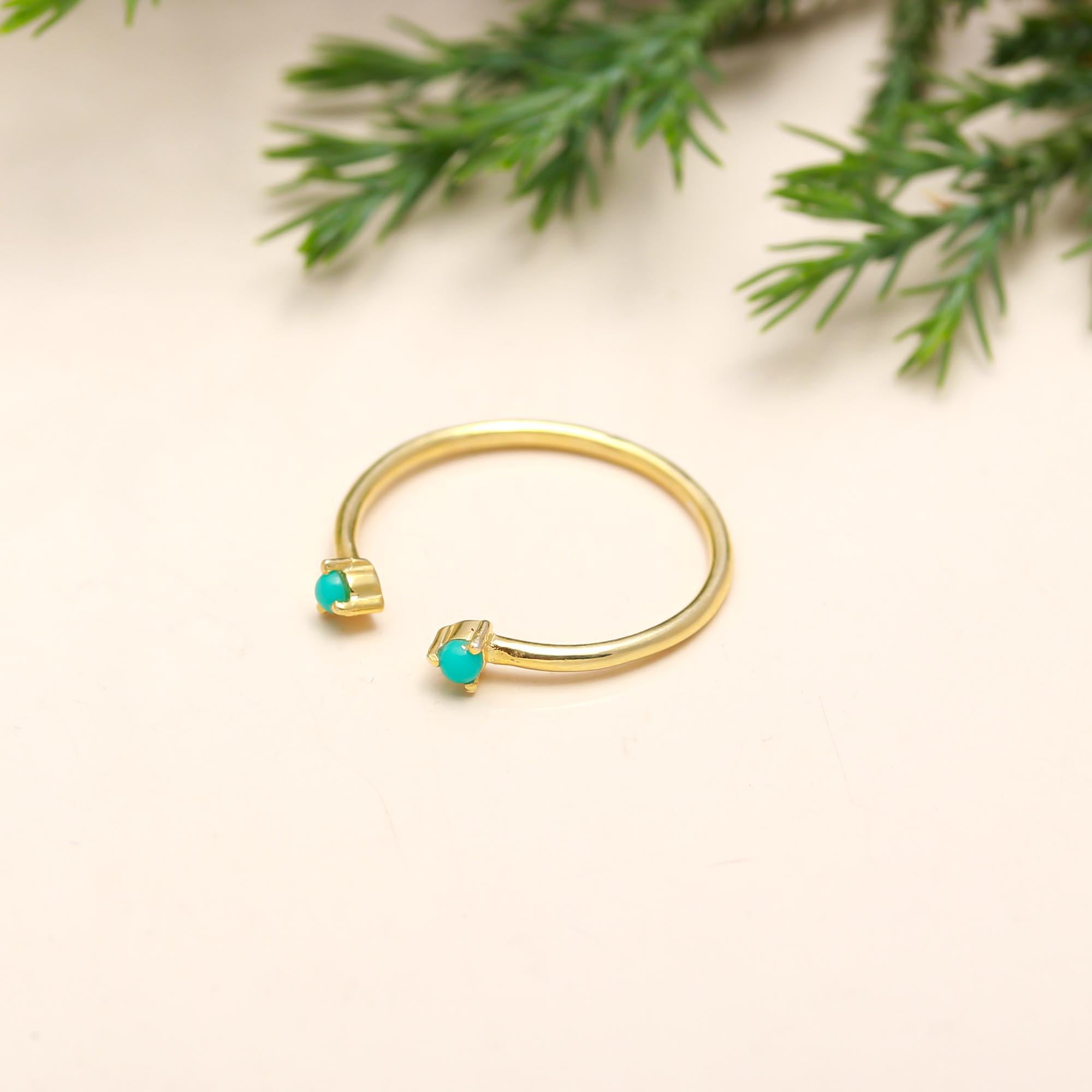 The Turquoise Twin: Open Cuff Gold Ring