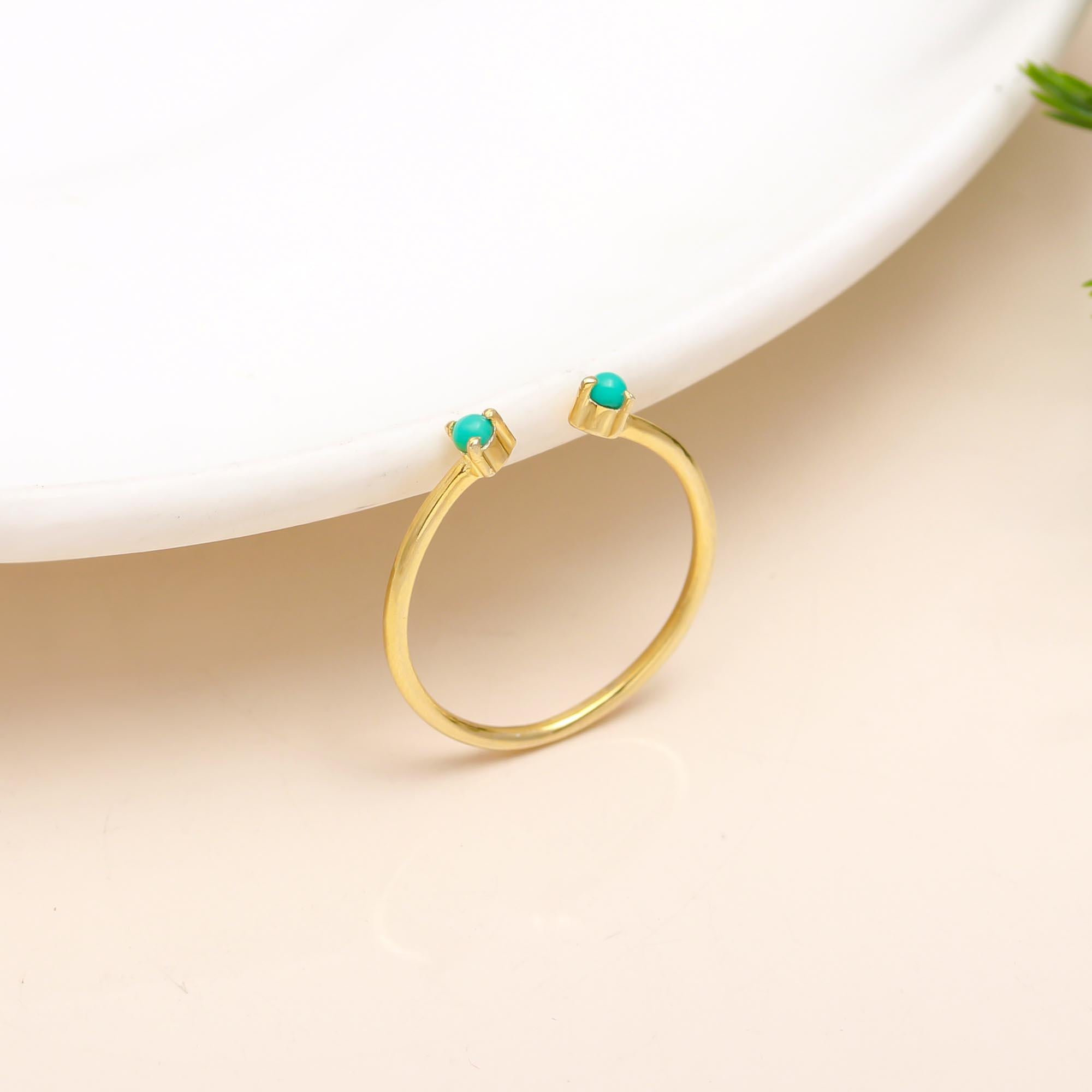 The Turquoise Twin: Open Cuff Gold Ring