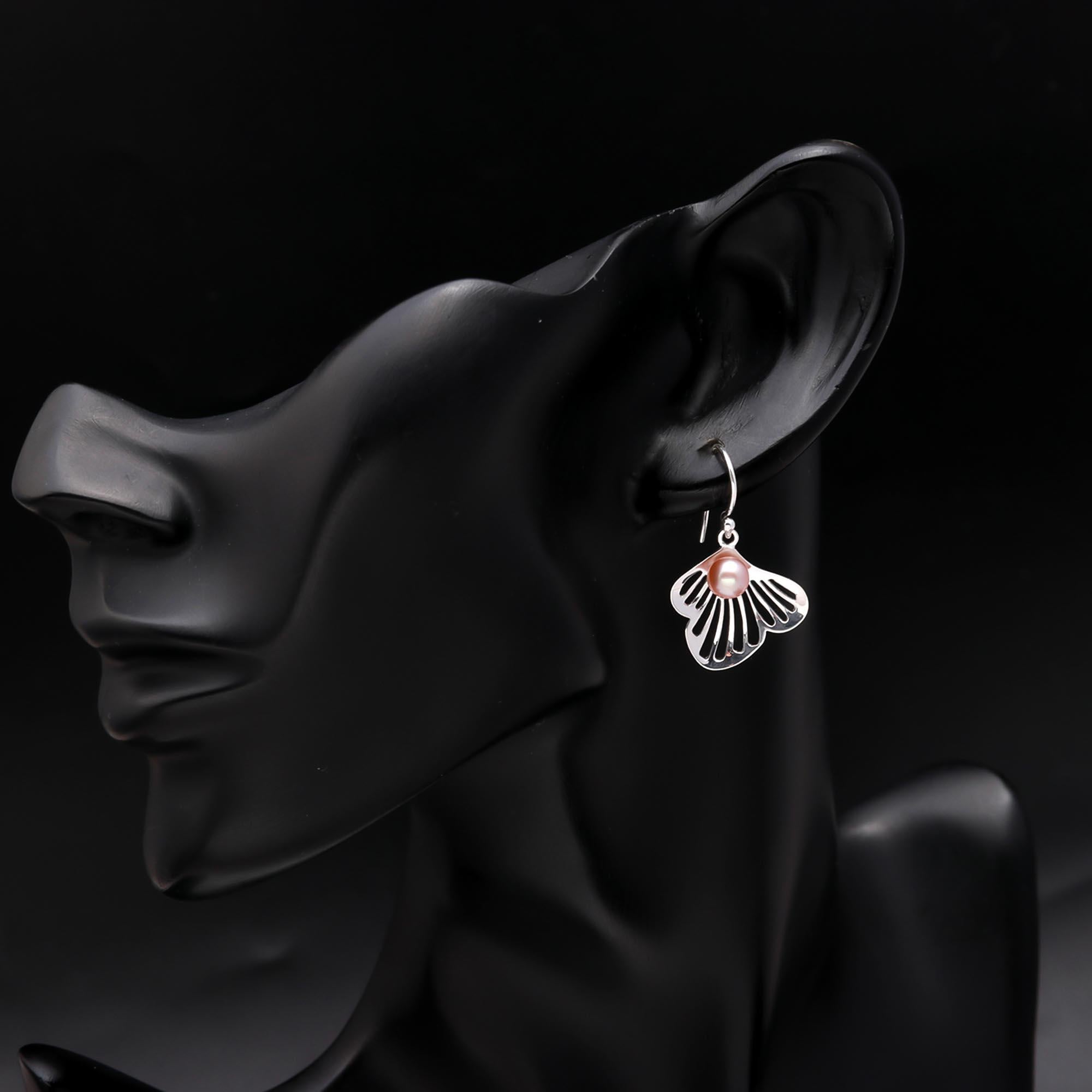 925 Sterling Silver Floral Pearl Earrings