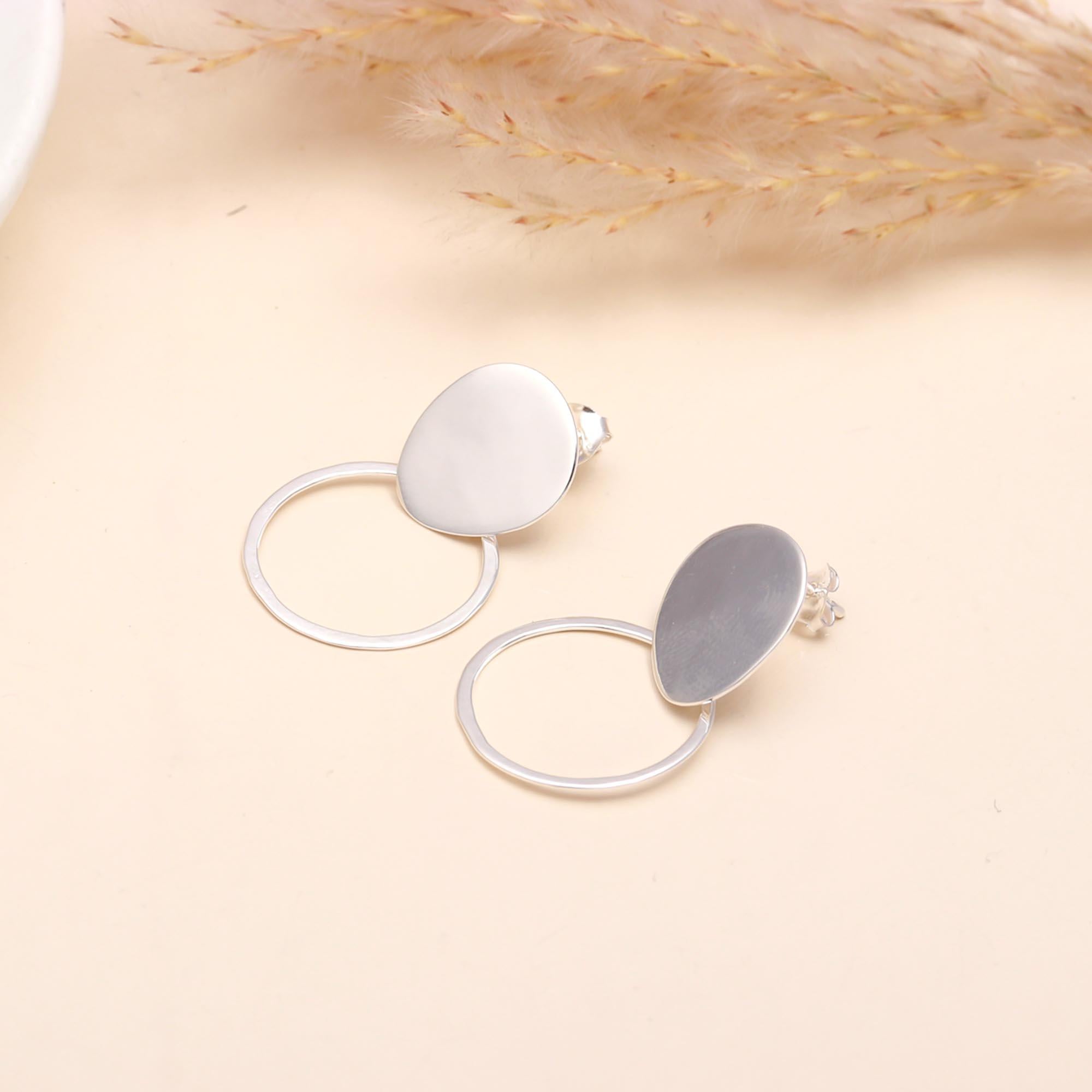 925 Sterling Silver Geometric Circle Studs Earrings