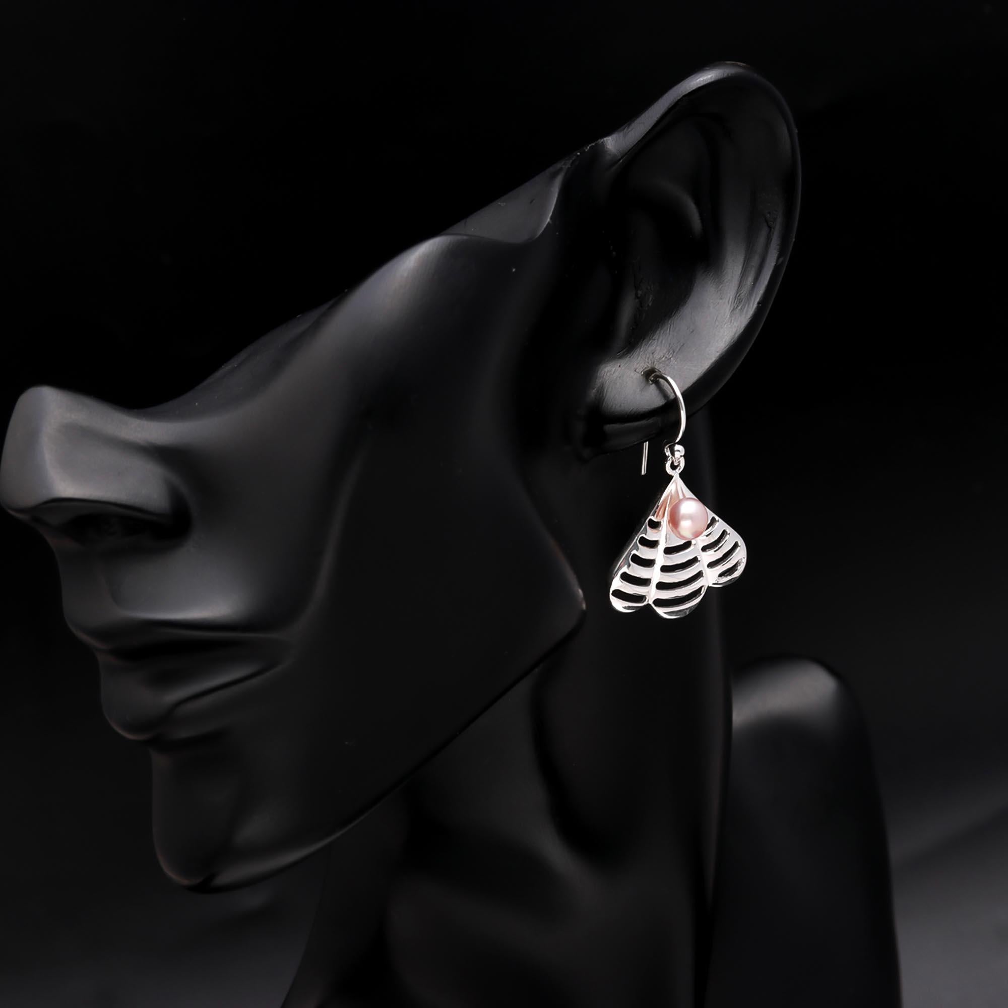 925 Sterling Silver Fan Pearl Drop Earrings