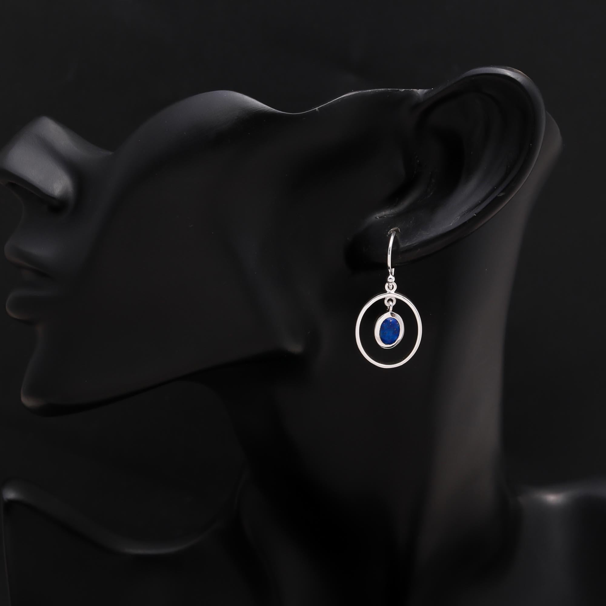 925 Sterling Silver Lapis Lazuli Dangle Earrings