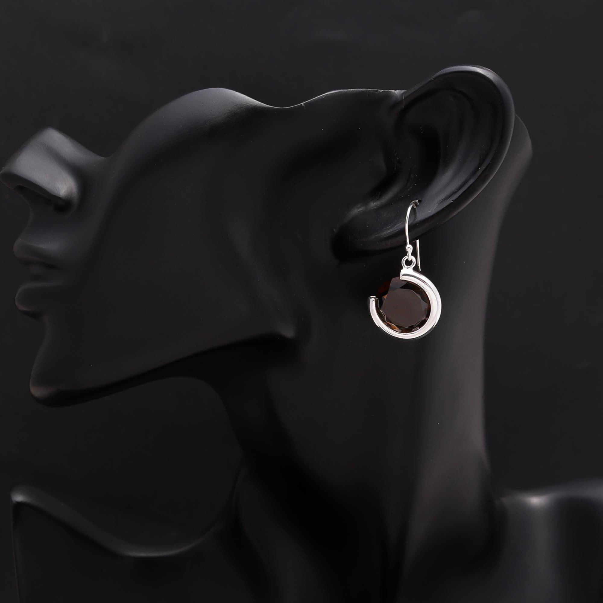 925 Sterling Silver Smoky Quartz Dangles Earrings