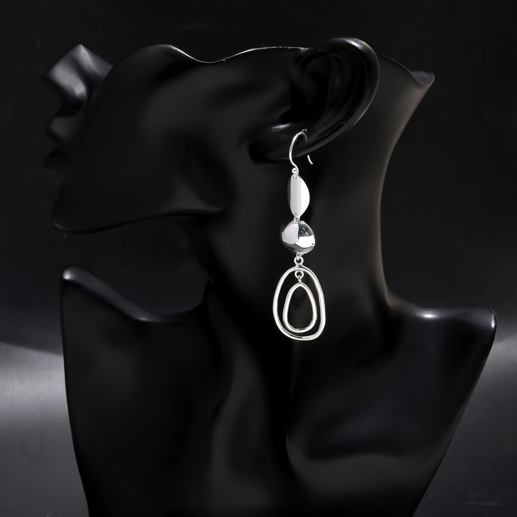 925 Sterling Silver Modern Geometric Dangle Earrings