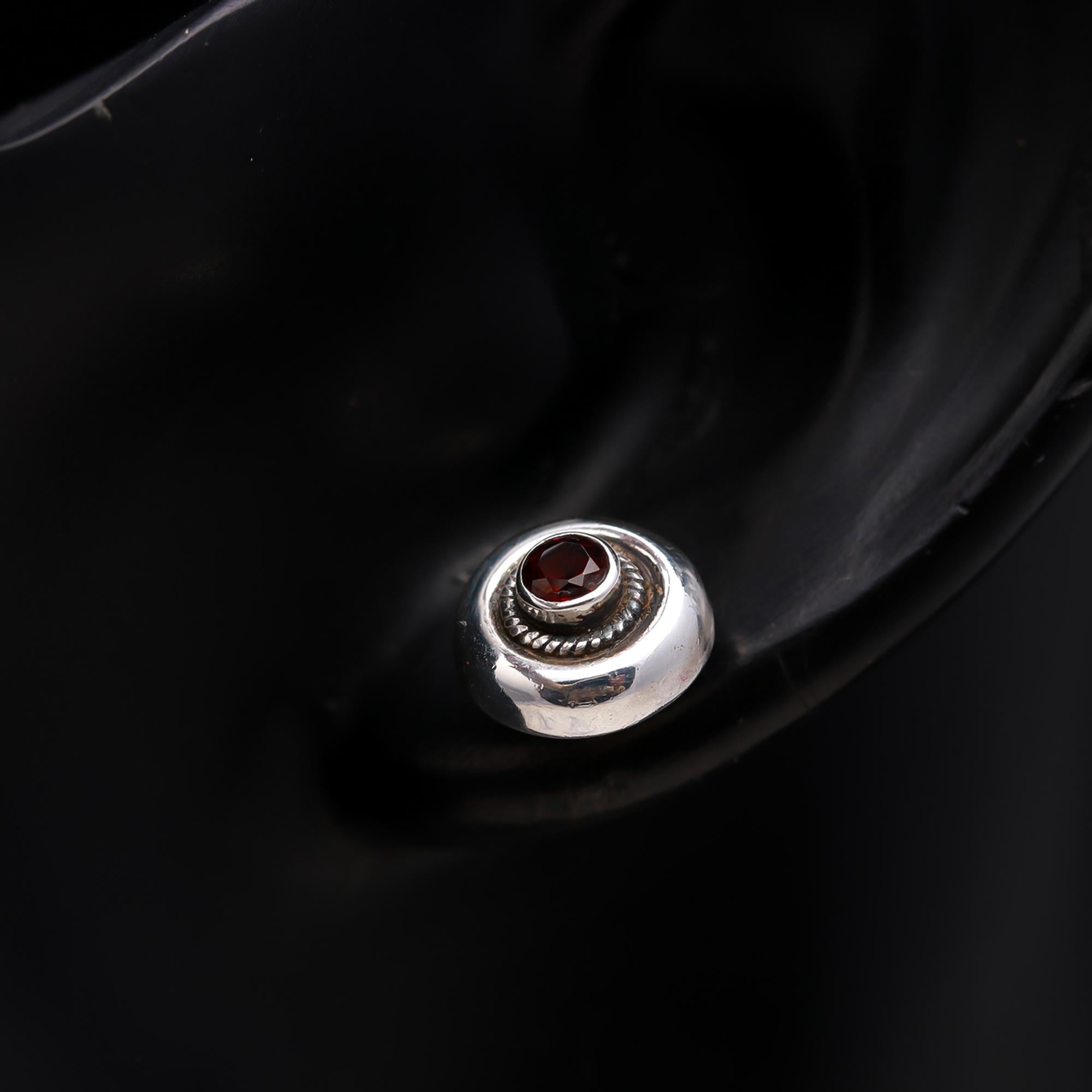 925 Silver Round Garnet Stud Earrings