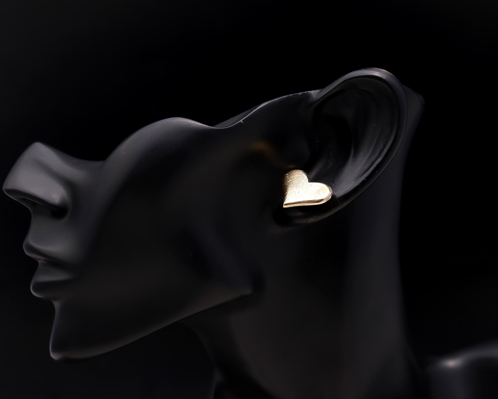 925 Silver Textured Heart Stud Earrings