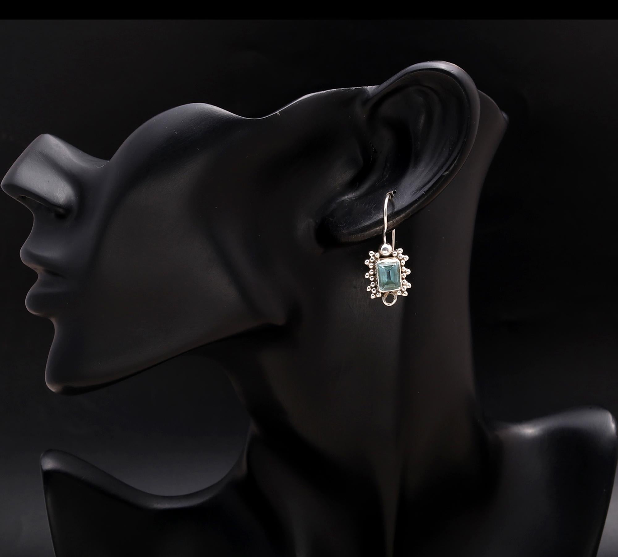 925 Silver Green Quartz Dangle Earrings