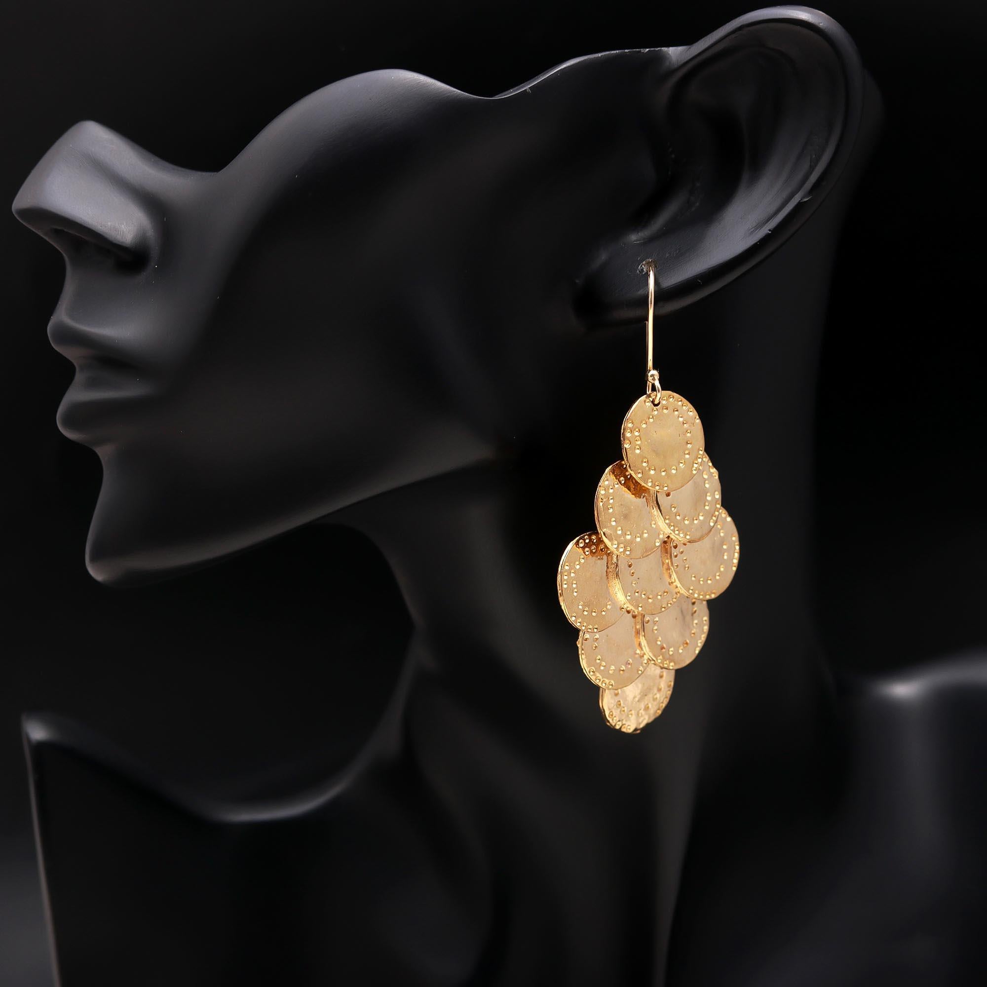 The Gypsy Coin: Textured Disc Chandelier Earrings