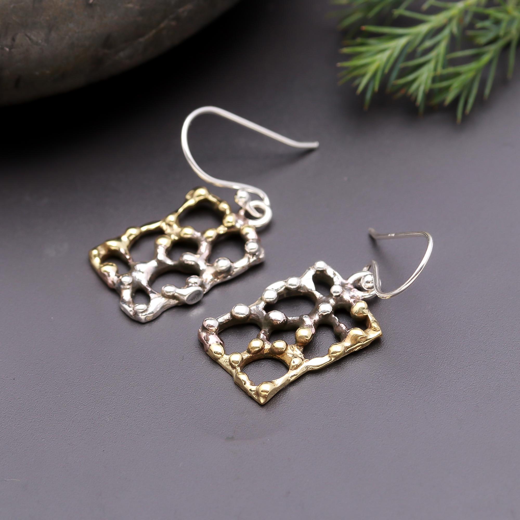 925 Silver Rectangle Dangle Earrings