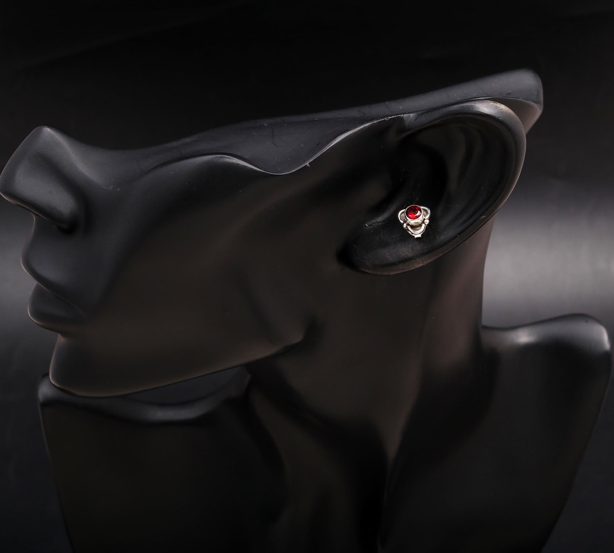 925 Silver Pear Garnet Stud Earrings