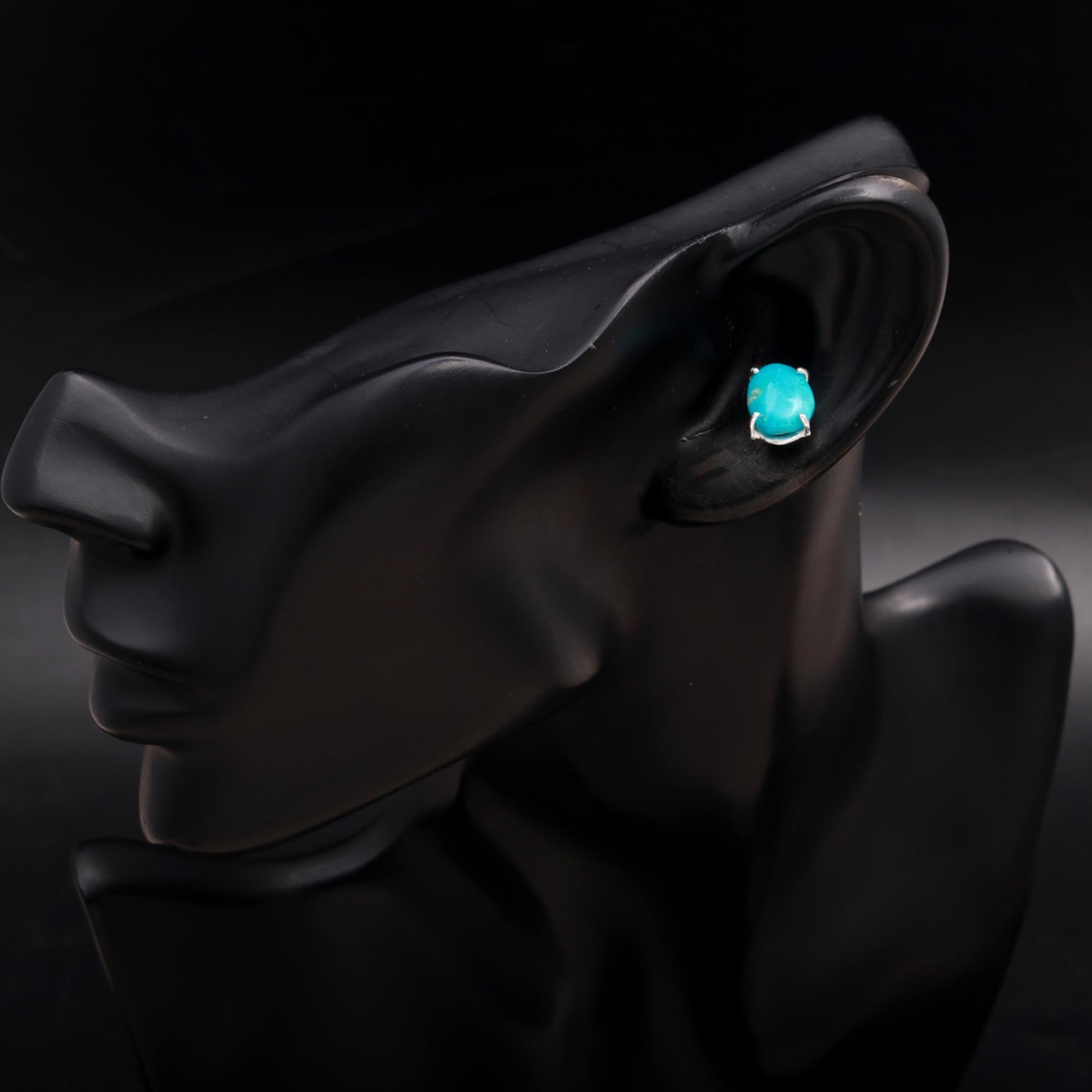 925 Silver Natural Turquoise Stud Earrings