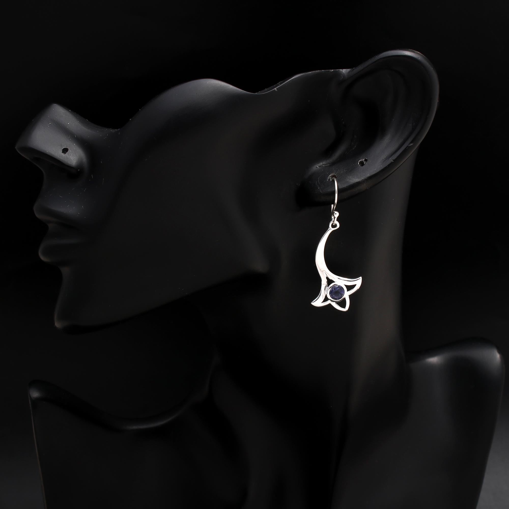 925 Silver Blue Iolite Dangle Earrings