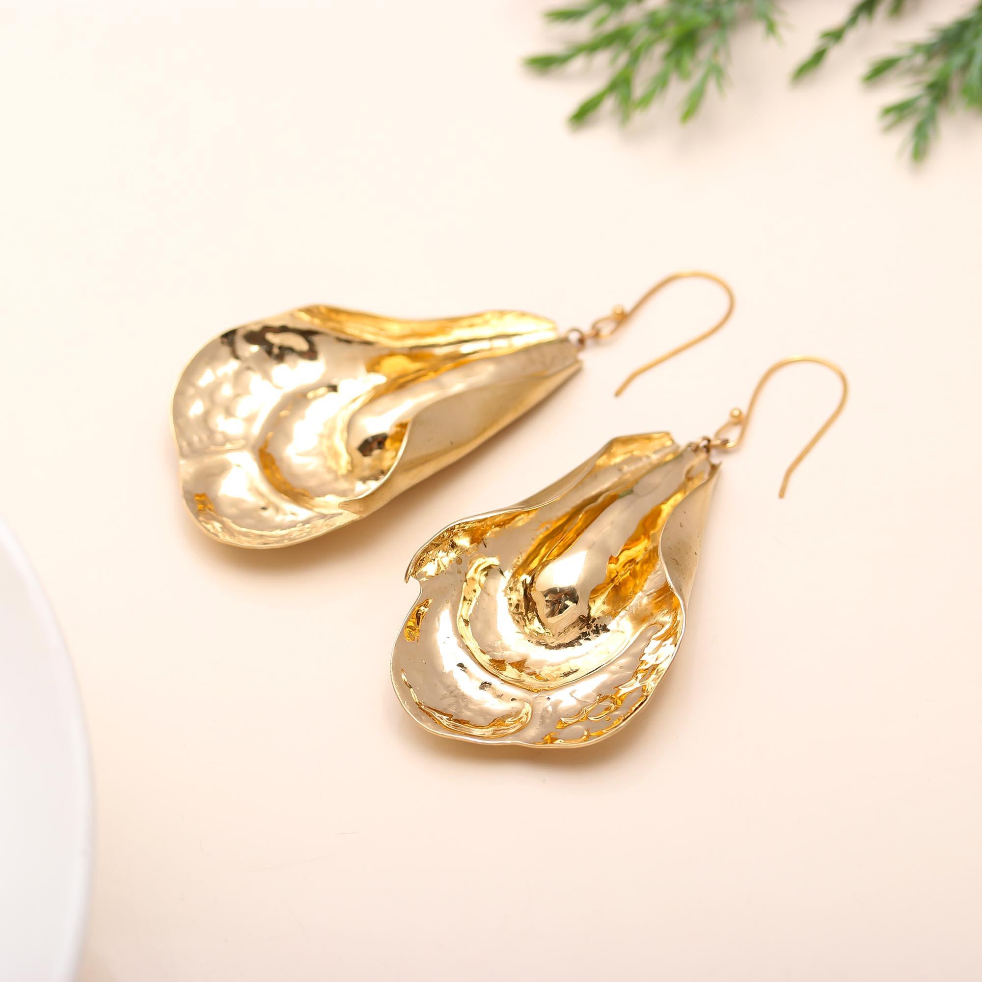 The Golden Lily: Sculptural Molten Gold Petal Earrings