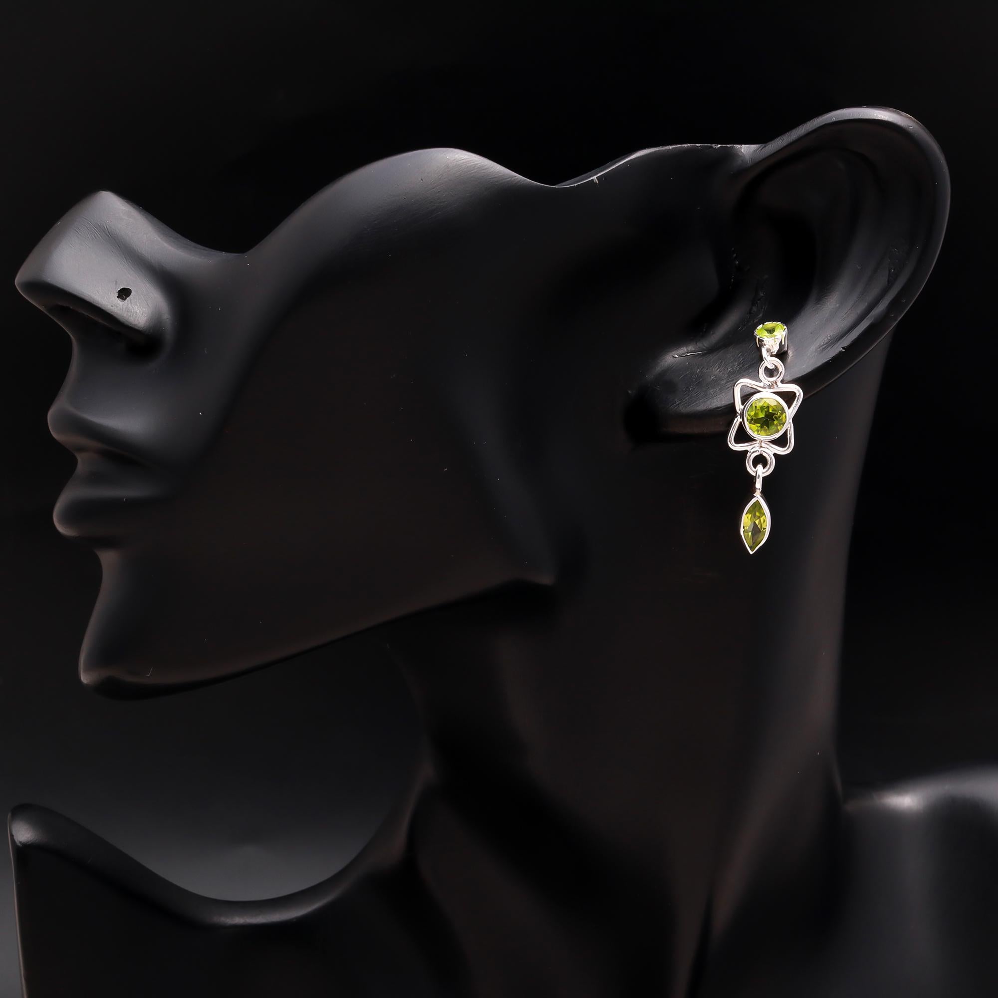 925 Silver Peridot Drop Earrings