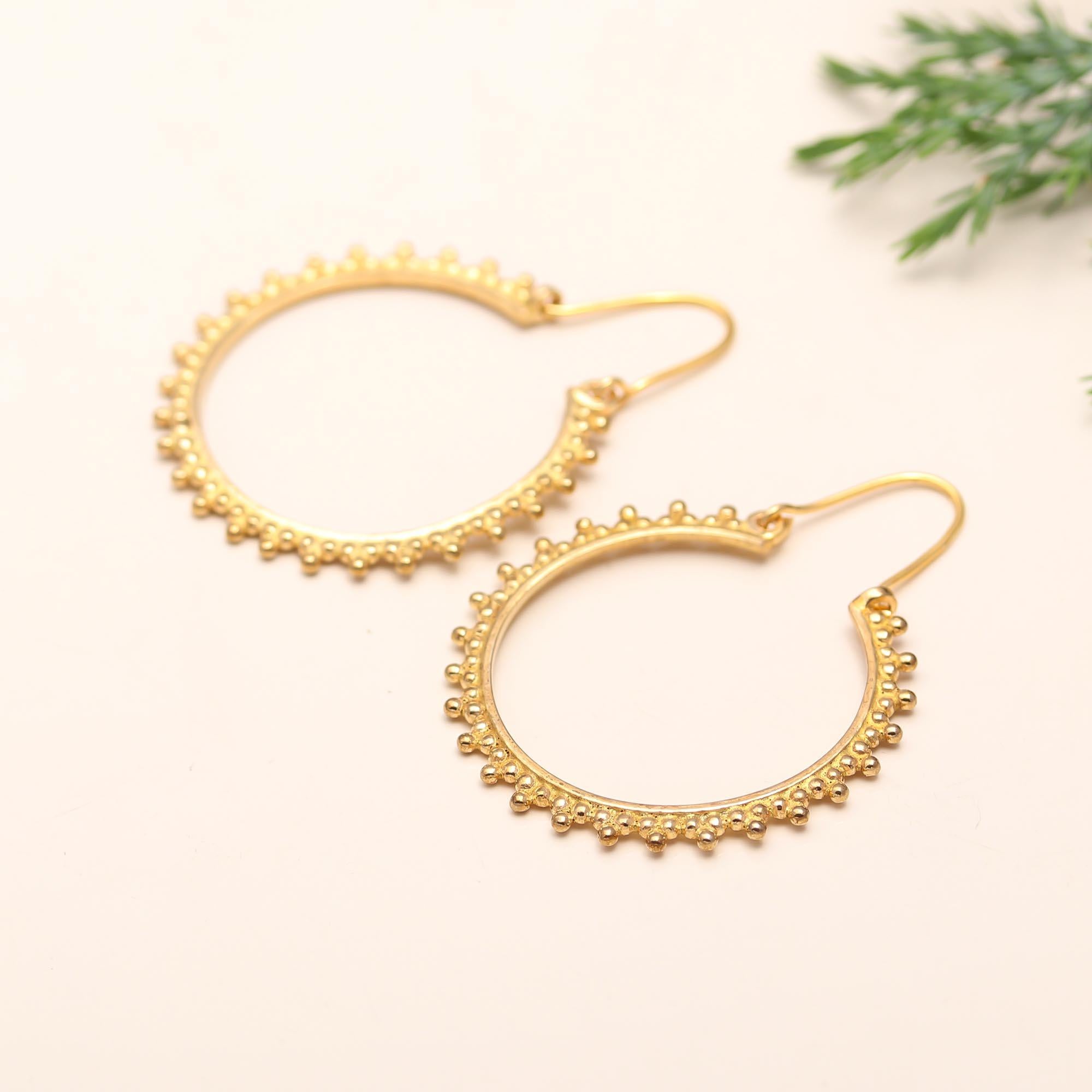 The Golden Halo: Granulated Beaded Hoop Earrings