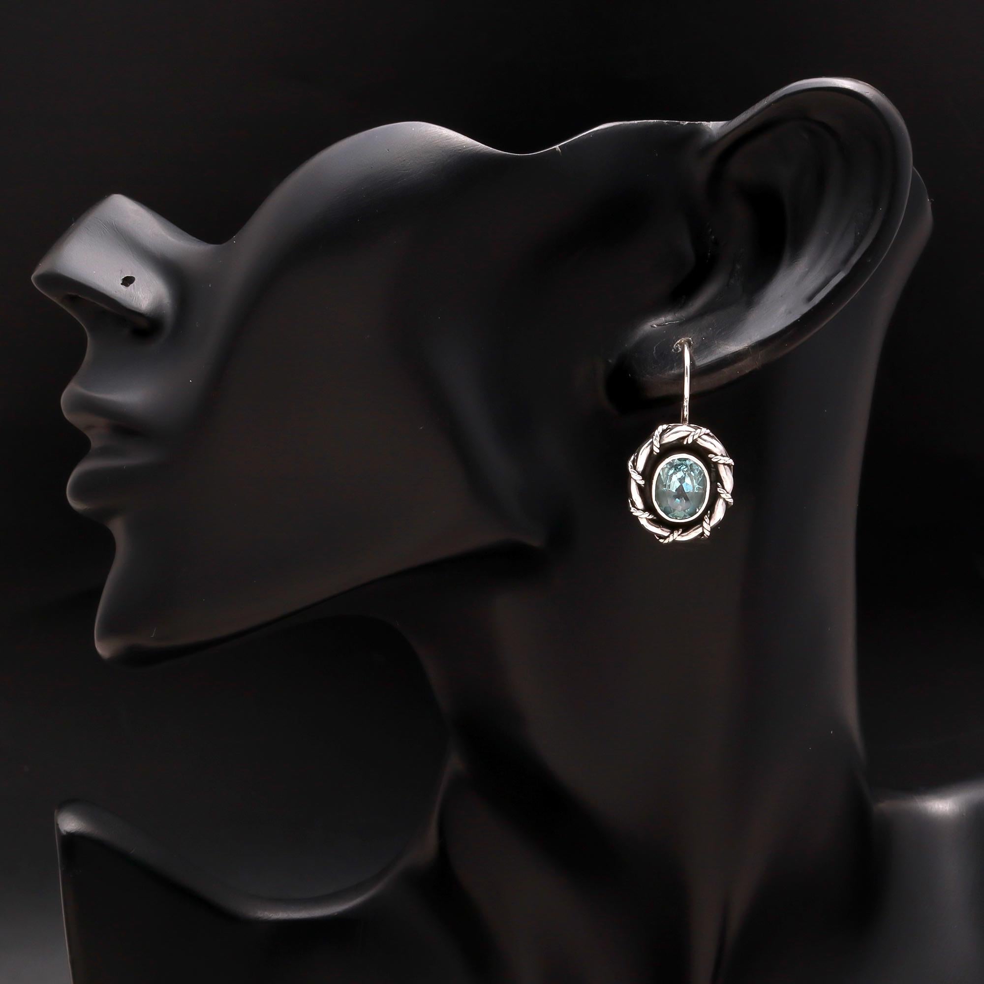 The Vintage Azure: Oxidized Sterling Silver & Blue Topaz Earrings